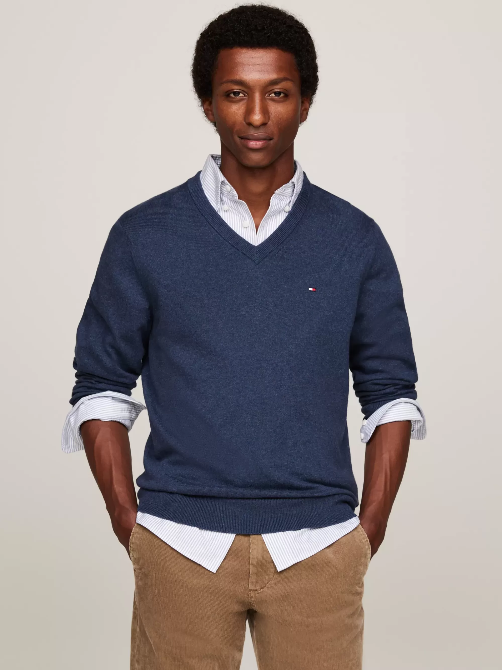 Truien | Truien & Vesten*Tommy Hilfiger Trui Van Kasjmiermix Met V-hals AEGEAN SEA HEATHER