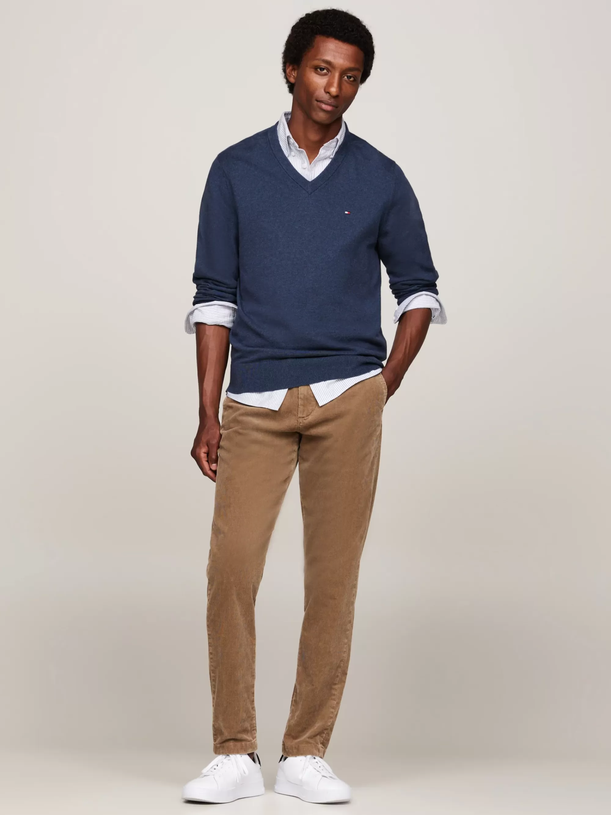 Truien | Truien & Vesten*Tommy Hilfiger Trui Van Kasjmiermix Met V-hals AEGEAN SEA HEATHER