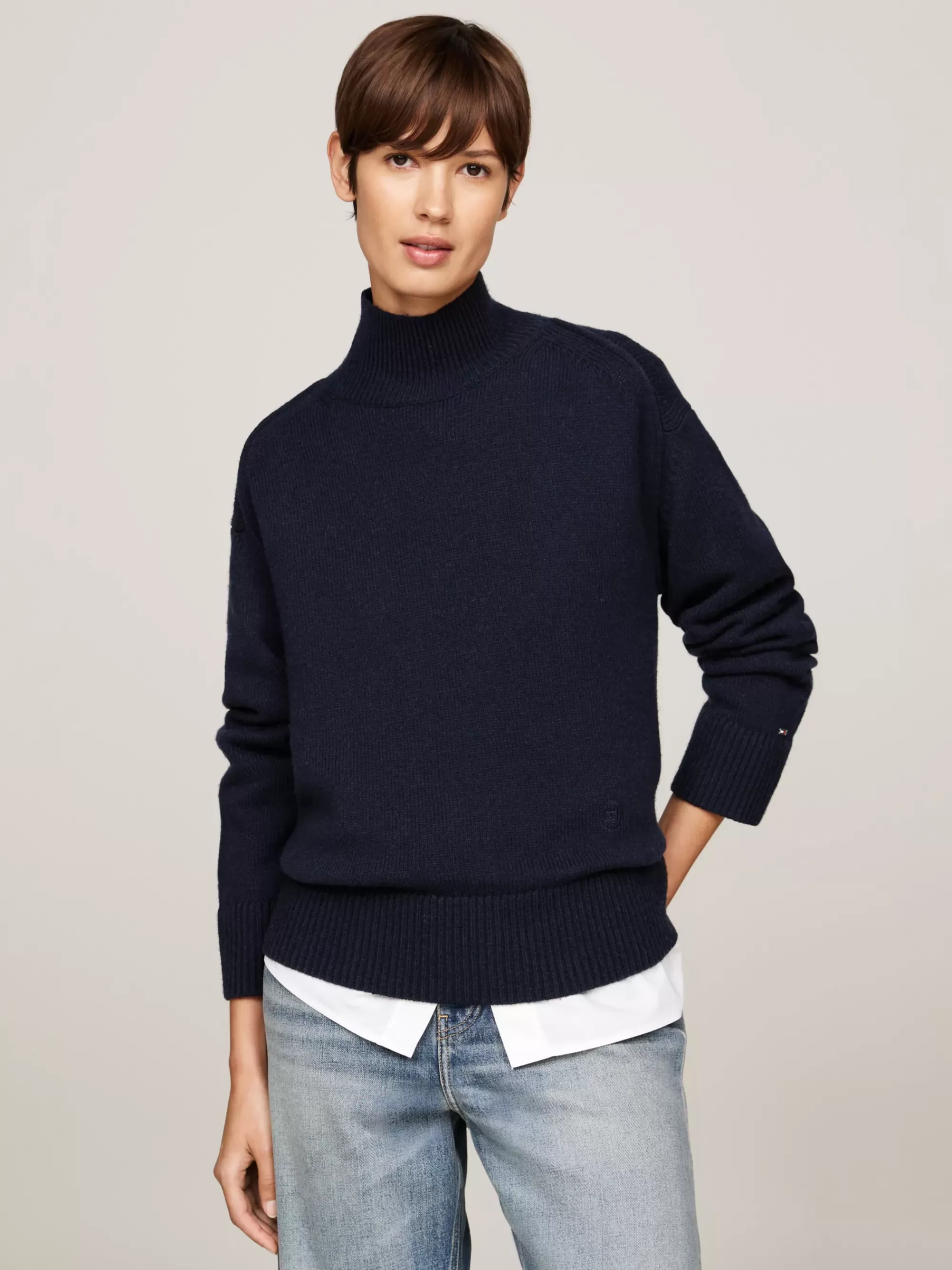 Truien | Truien & Vesten*Tommy Hilfiger Trui Van Wolmix Met Opstaande Hals DESERT SKY