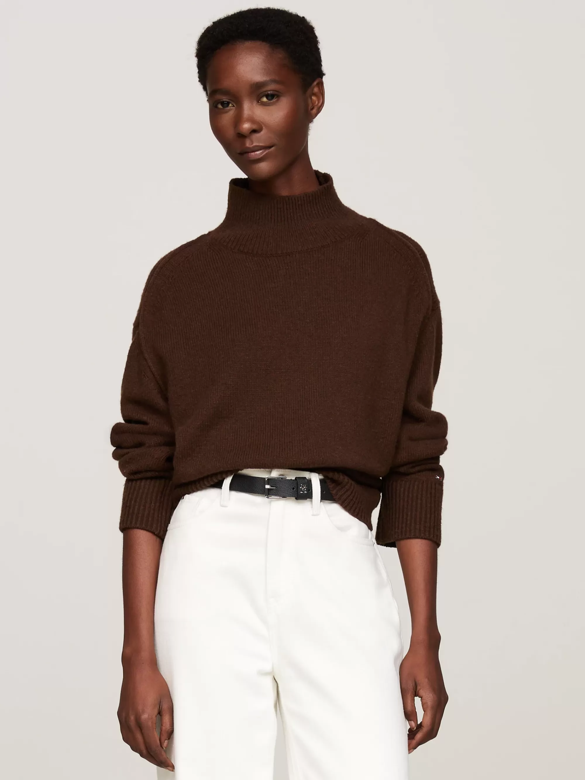 Truien | Truien & Vesten*Tommy Hilfiger Trui Van Wolmix Met Opstaande Hals LEGACY BROWN
