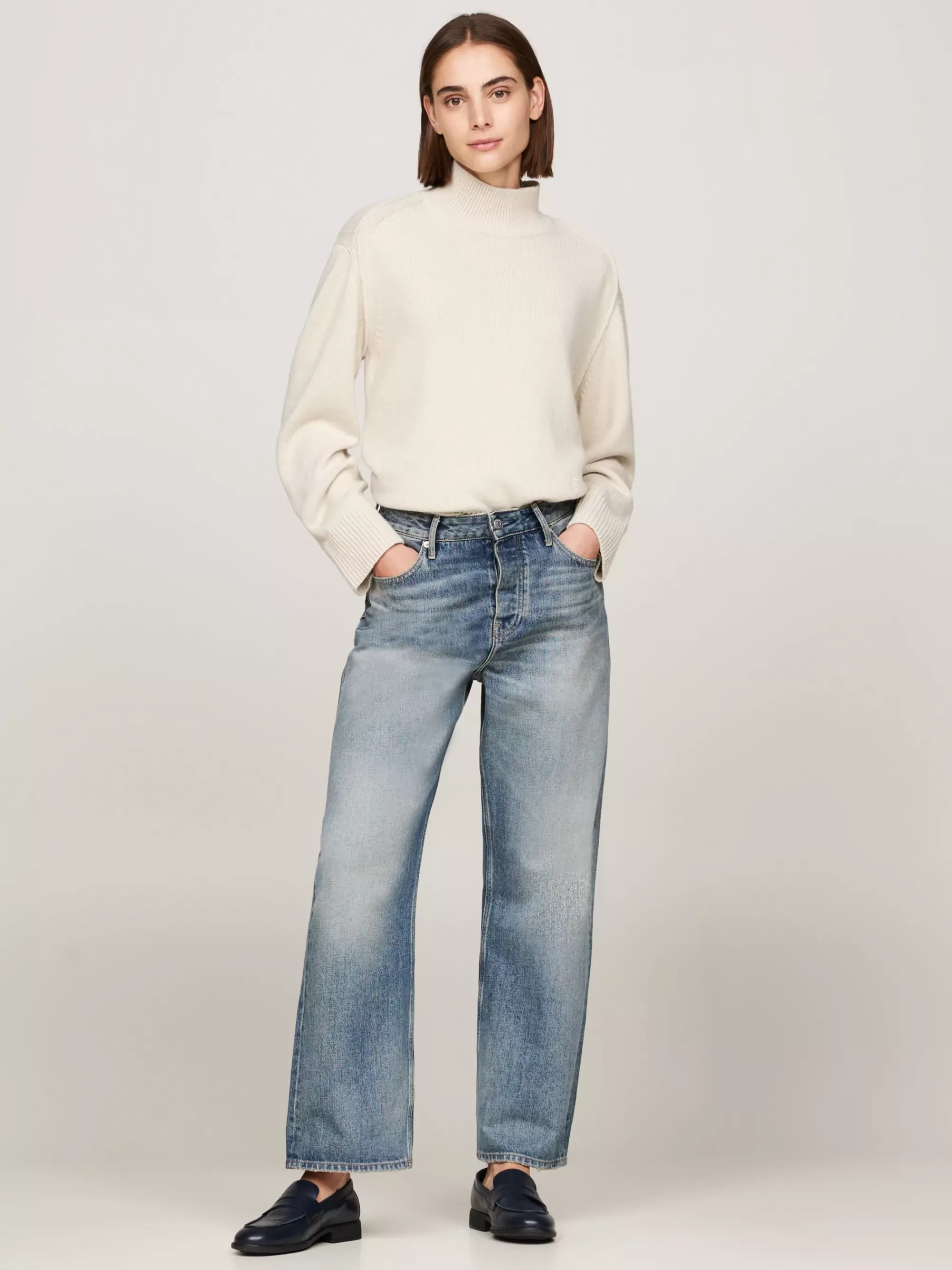 Truien | Truien & Vesten*Tommy Hilfiger Trui Van Wolmix Met Opstaande Hals CLASSIC BEIGE