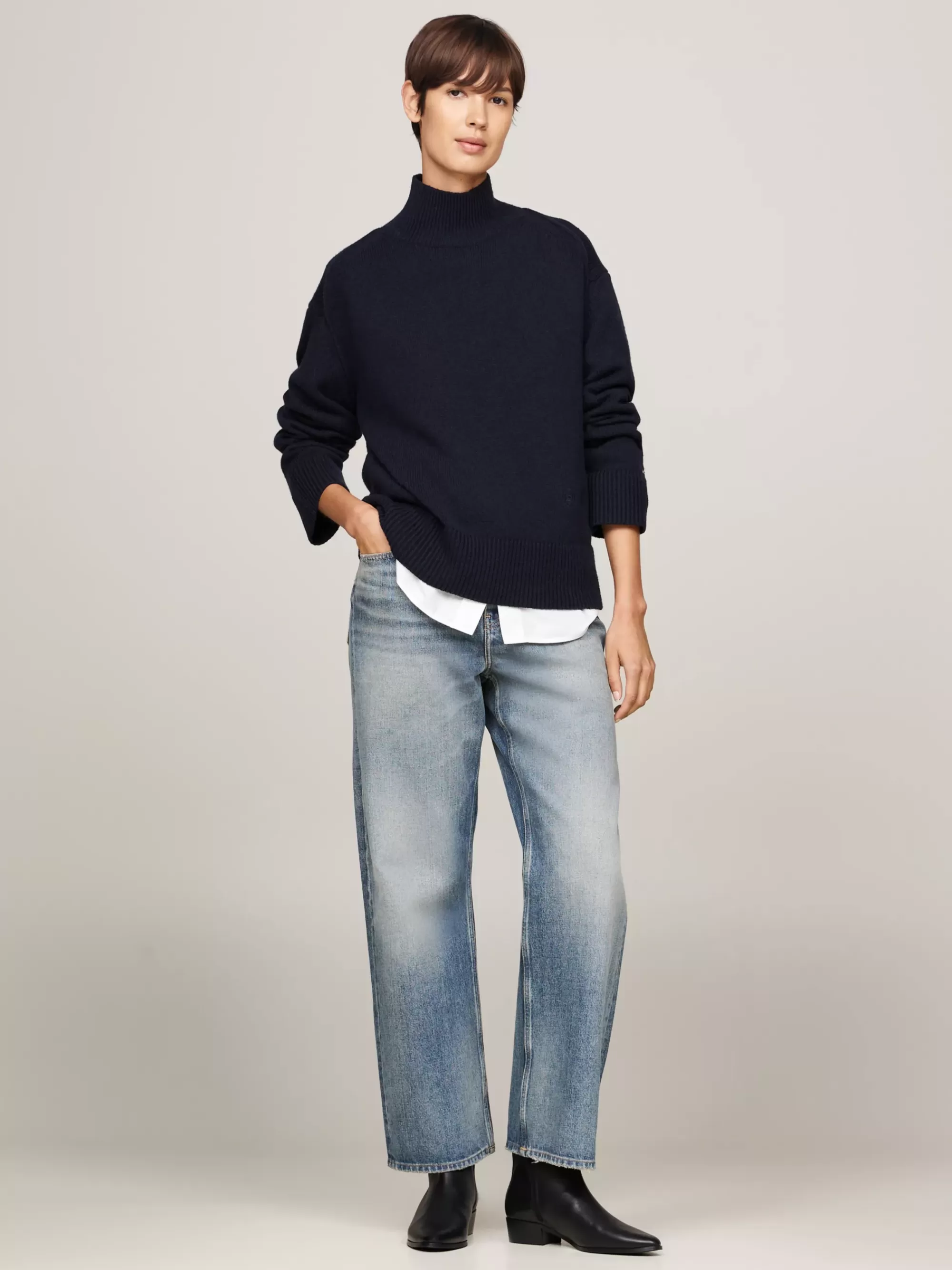 Truien | Truien & Vesten*Tommy Hilfiger Trui Van Wolmix Met Opstaande Hals DESERT SKY
