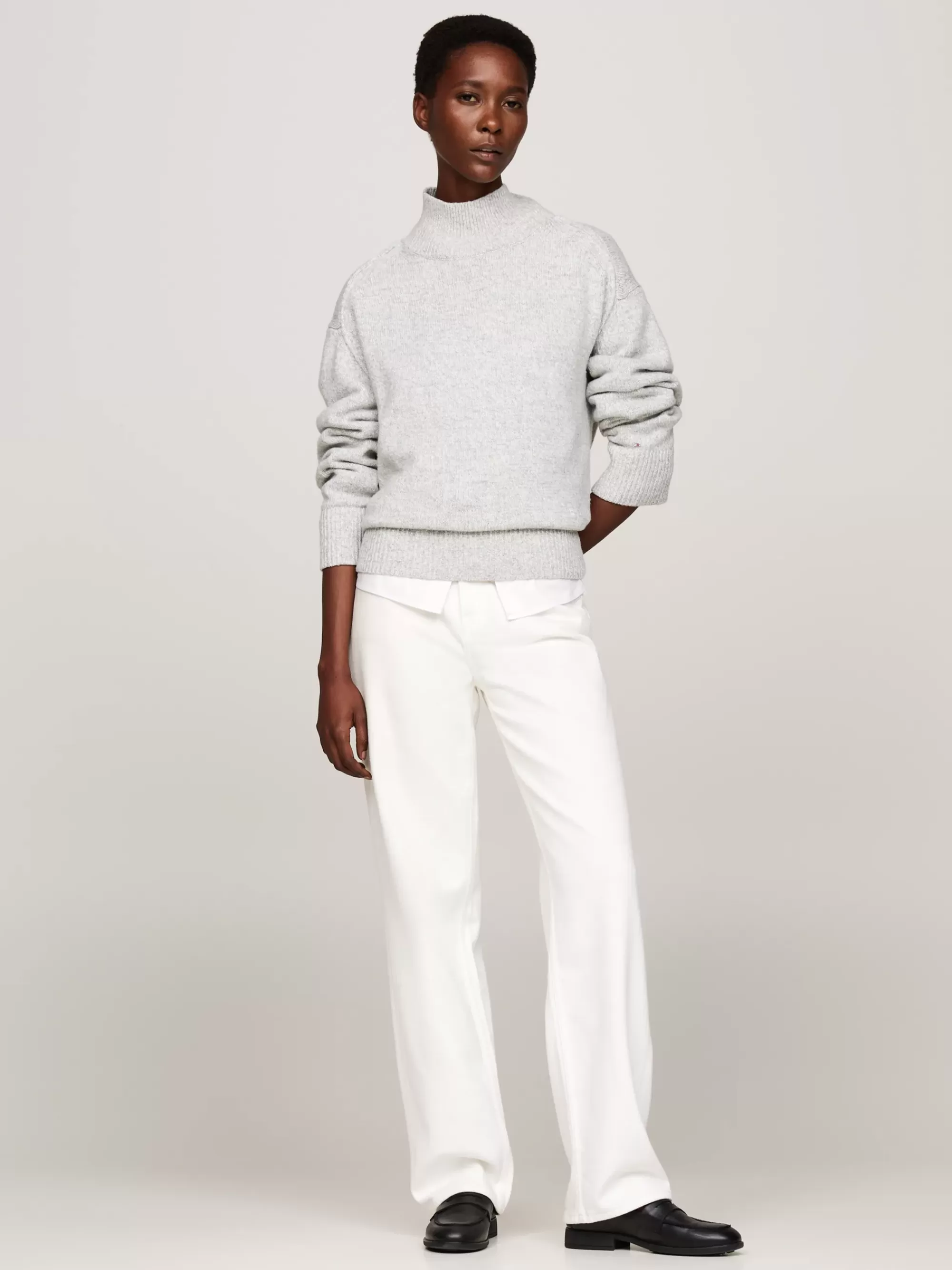Truien | Truien & Vesten*Tommy Hilfiger Trui Van Wolmix Met Opstaande Hals LIGHT GREY MELANGE