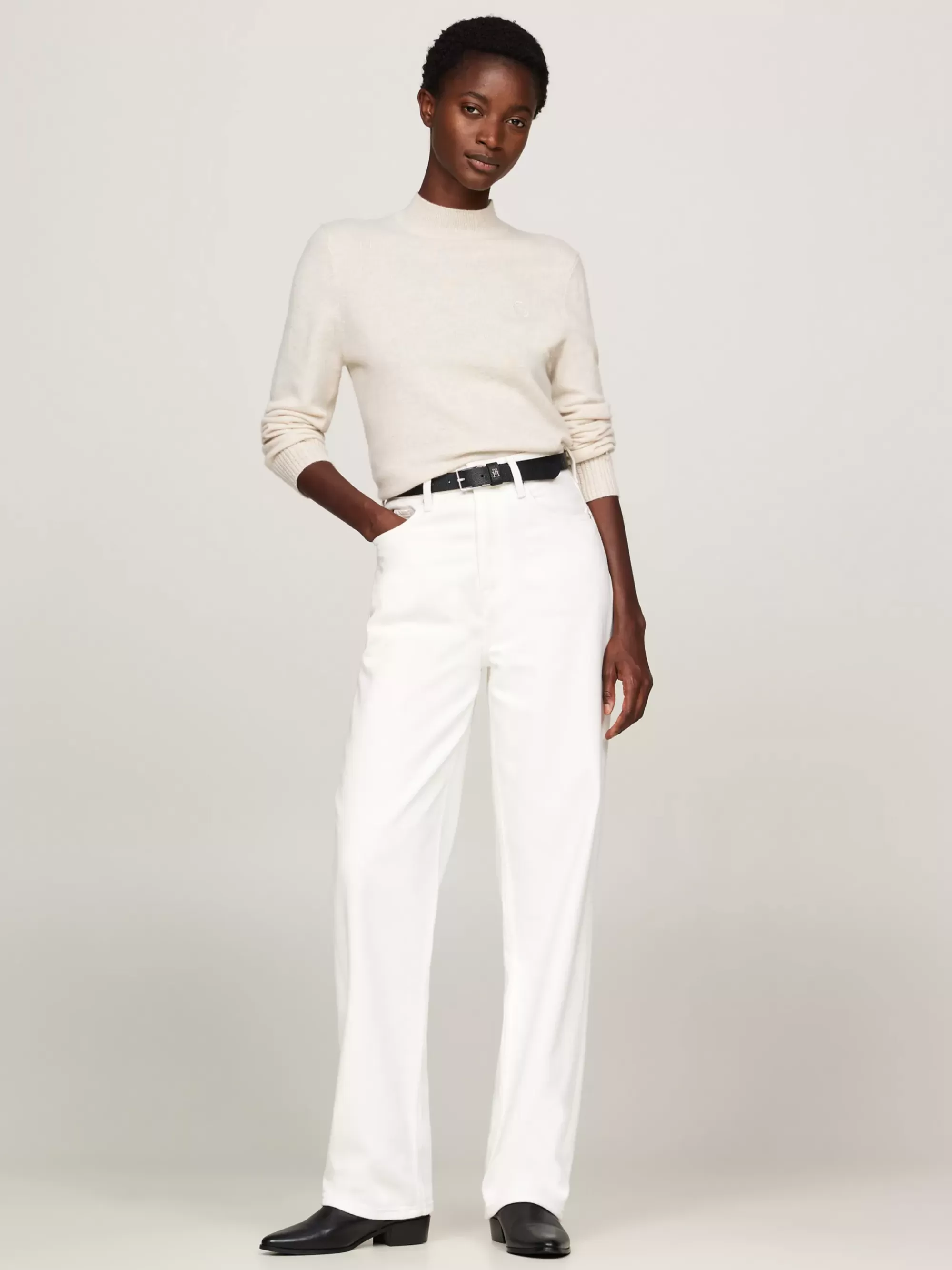 Truien | Truien & Vesten*Tommy Hilfiger Trui Van Zuiver Kasjmier Met Opstaande Hals CLASSIC BEIGE HEATHER