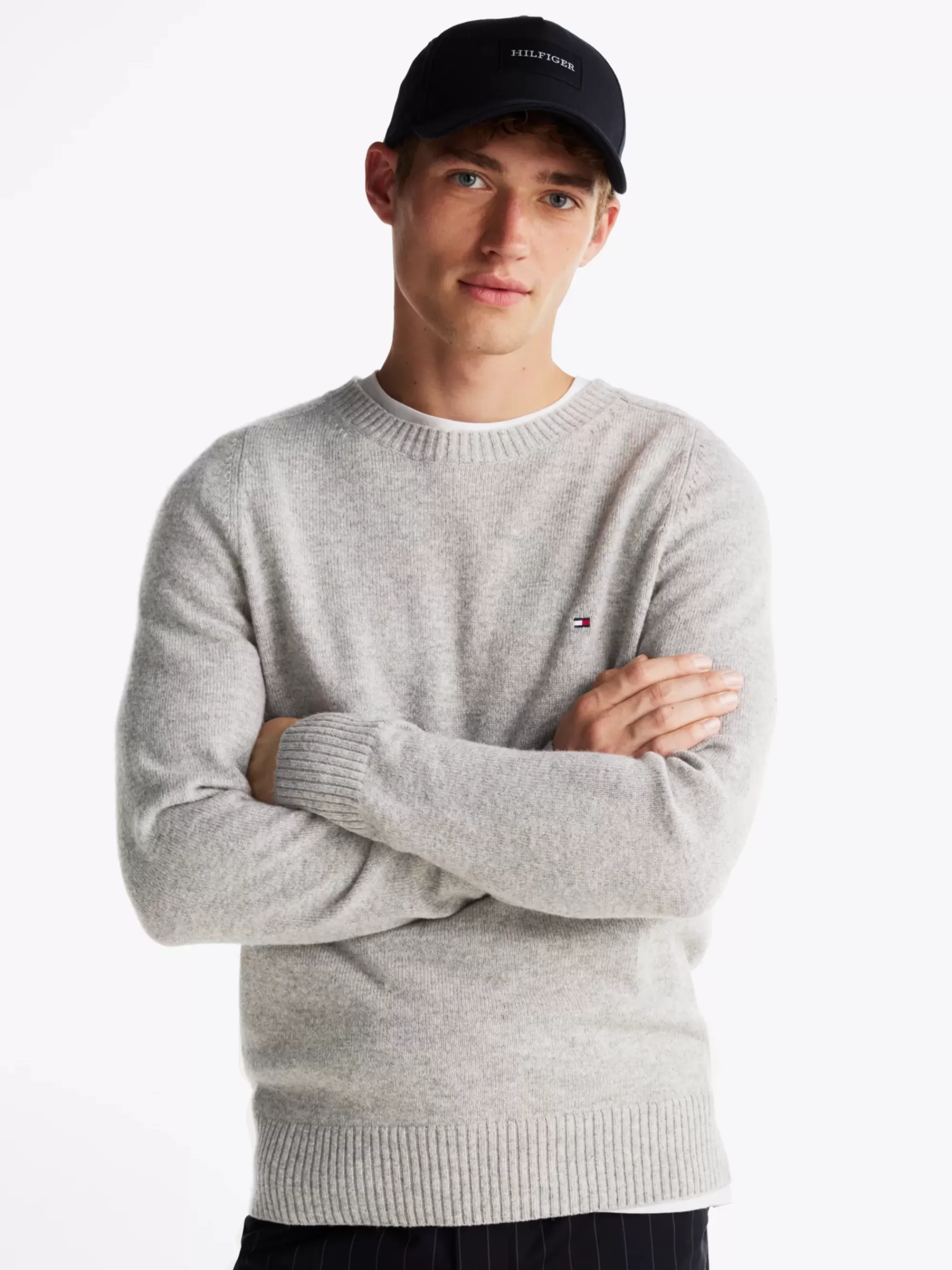 Truien Met Ronde Hals | Truien & Vesten*Tommy Hilfiger Trui Van Zuivere Wol Met Ronde Hals LIGHT GREY HEATHER