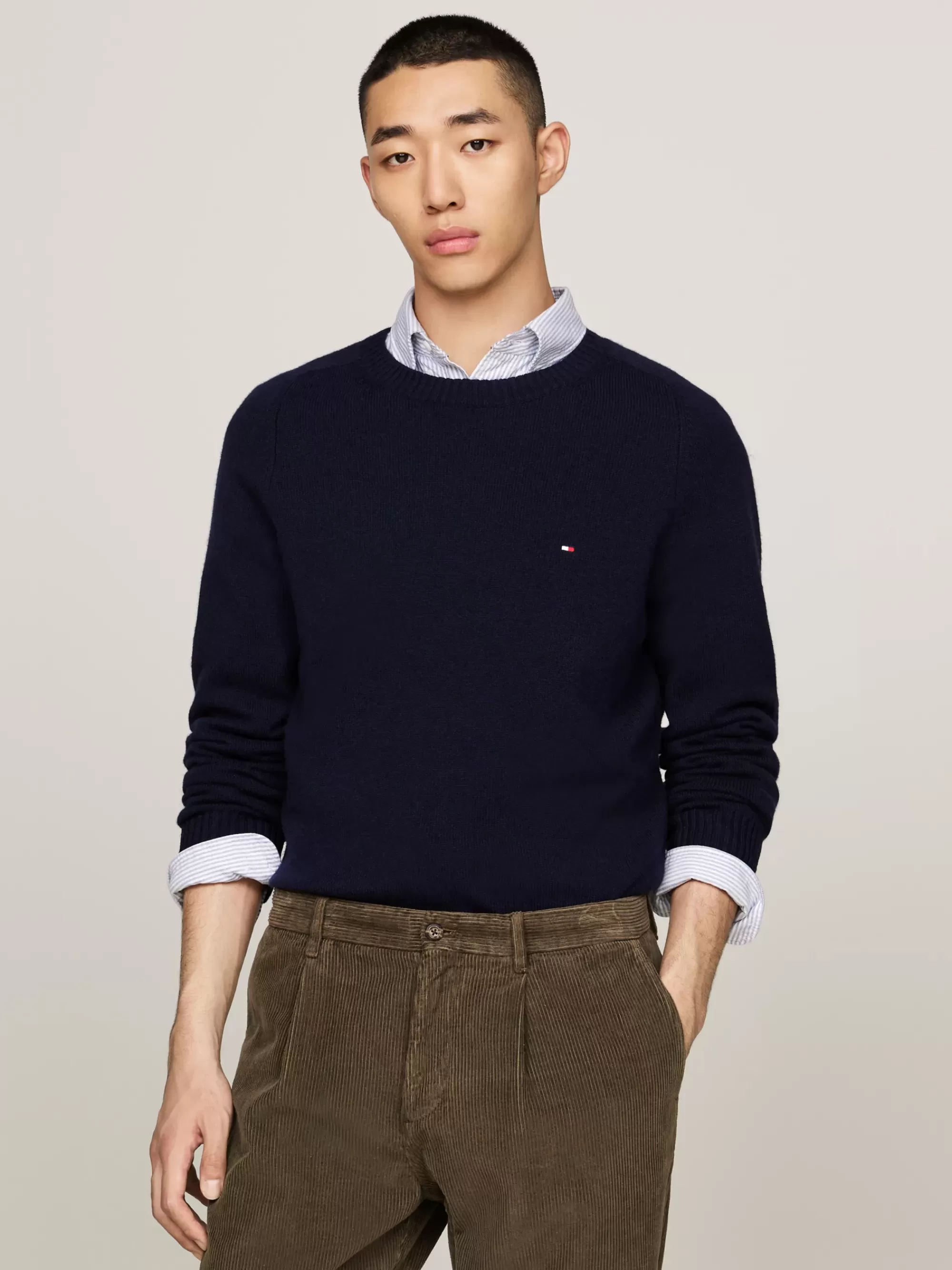 Truien Met Ronde Hals | Truien*Tommy Hilfiger Trui Van Zuivere Wol Met Ronde Hals DESERT SKY