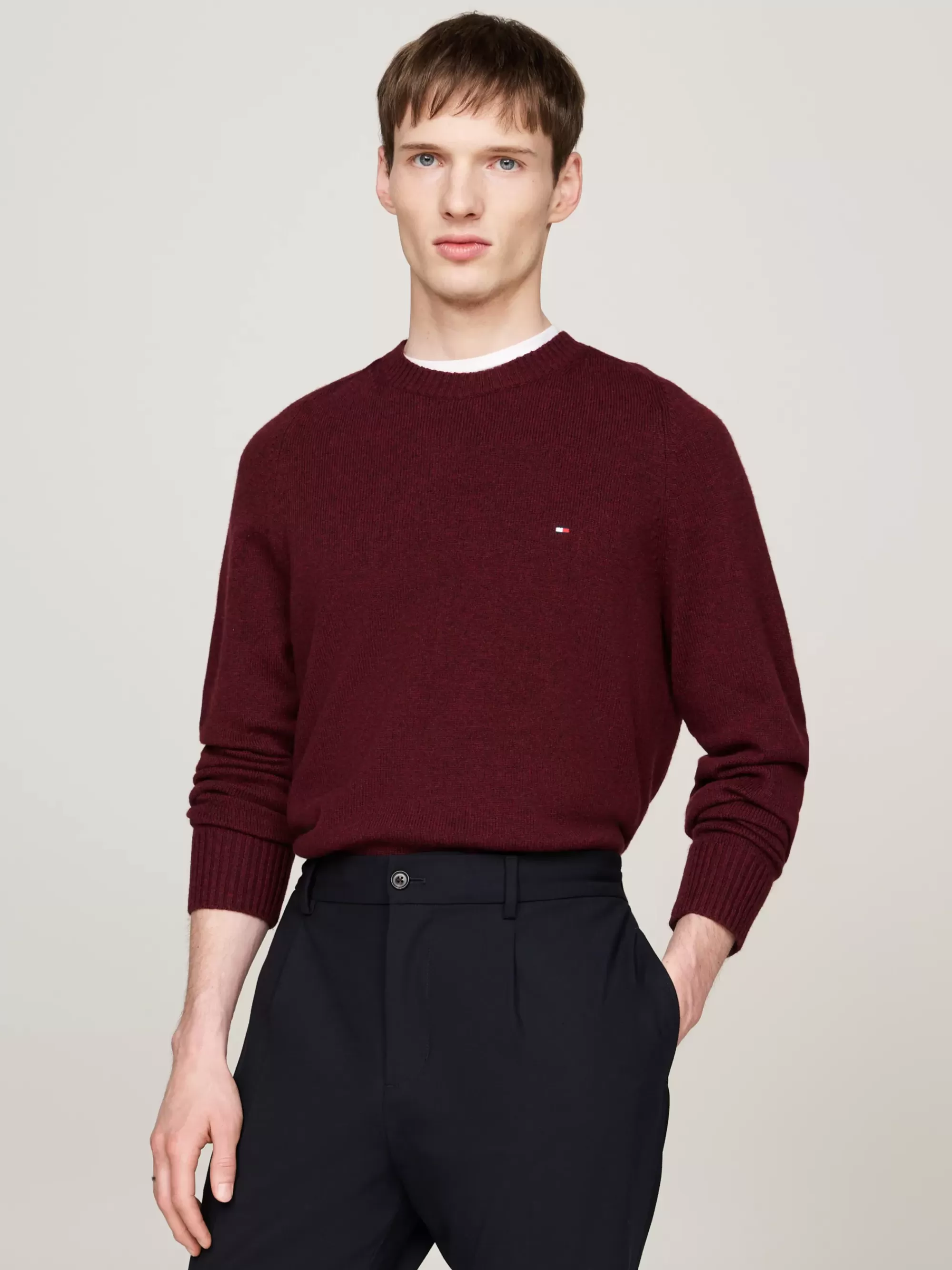 Truien Met Ronde Hals | Truien*Tommy Hilfiger Trui Van Zuivere Wol Met Ronde Hals DEEP ROUGE HEATHER