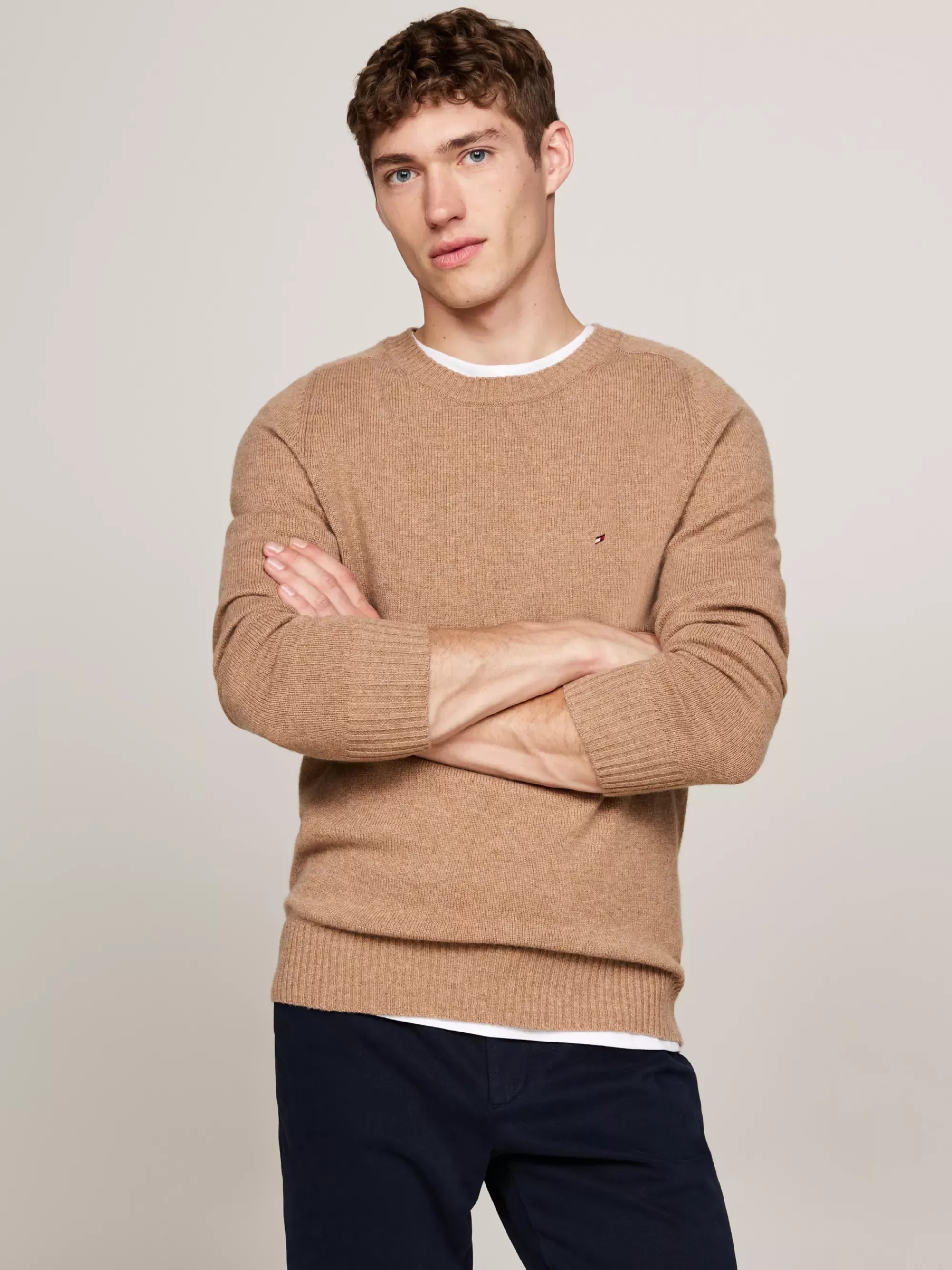 Truien Met Ronde Hals | Truien*Tommy Hilfiger Trui Van Zuivere Wol Met Ronde Hals SAFARI CANVAS HEATHER