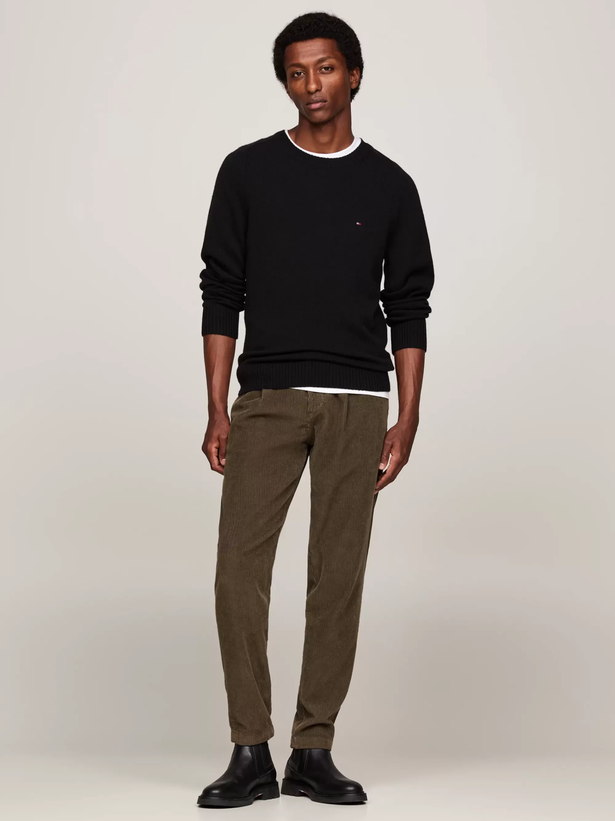 Truien Met Ronde Hals | Truien*Tommy Hilfiger Trui Van Zuivere Wol Met Ronde Hals BLACK