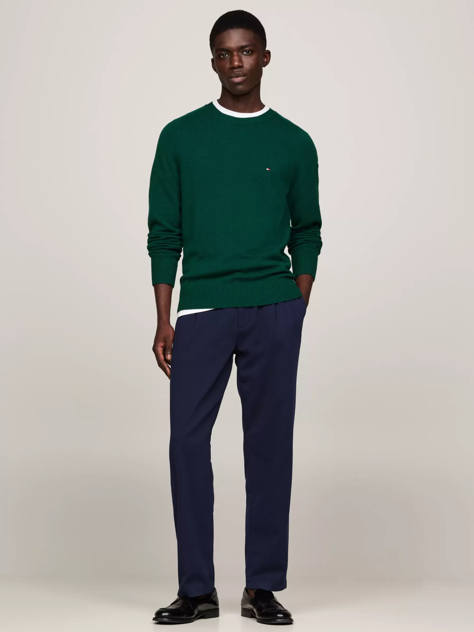 Truien Met Ronde Hals | Truien*Tommy Hilfiger Trui Van Zuivere Wol Met Ronde Hals ORNAMENTAL GREEN HEATHER