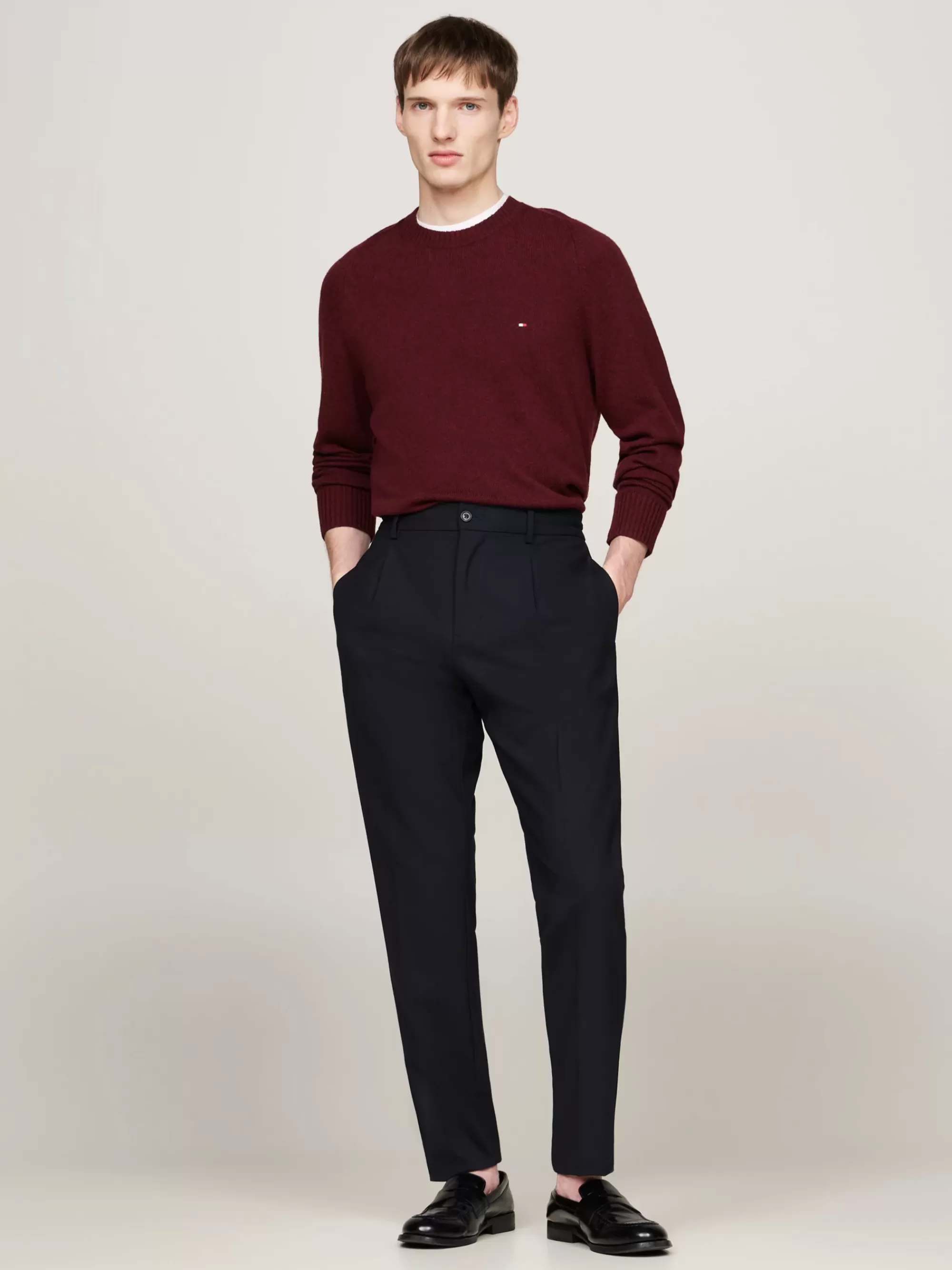 Truien Met Ronde Hals | Truien*Tommy Hilfiger Trui Van Zuivere Wol Met Ronde Hals DEEP ROUGE HEATHER