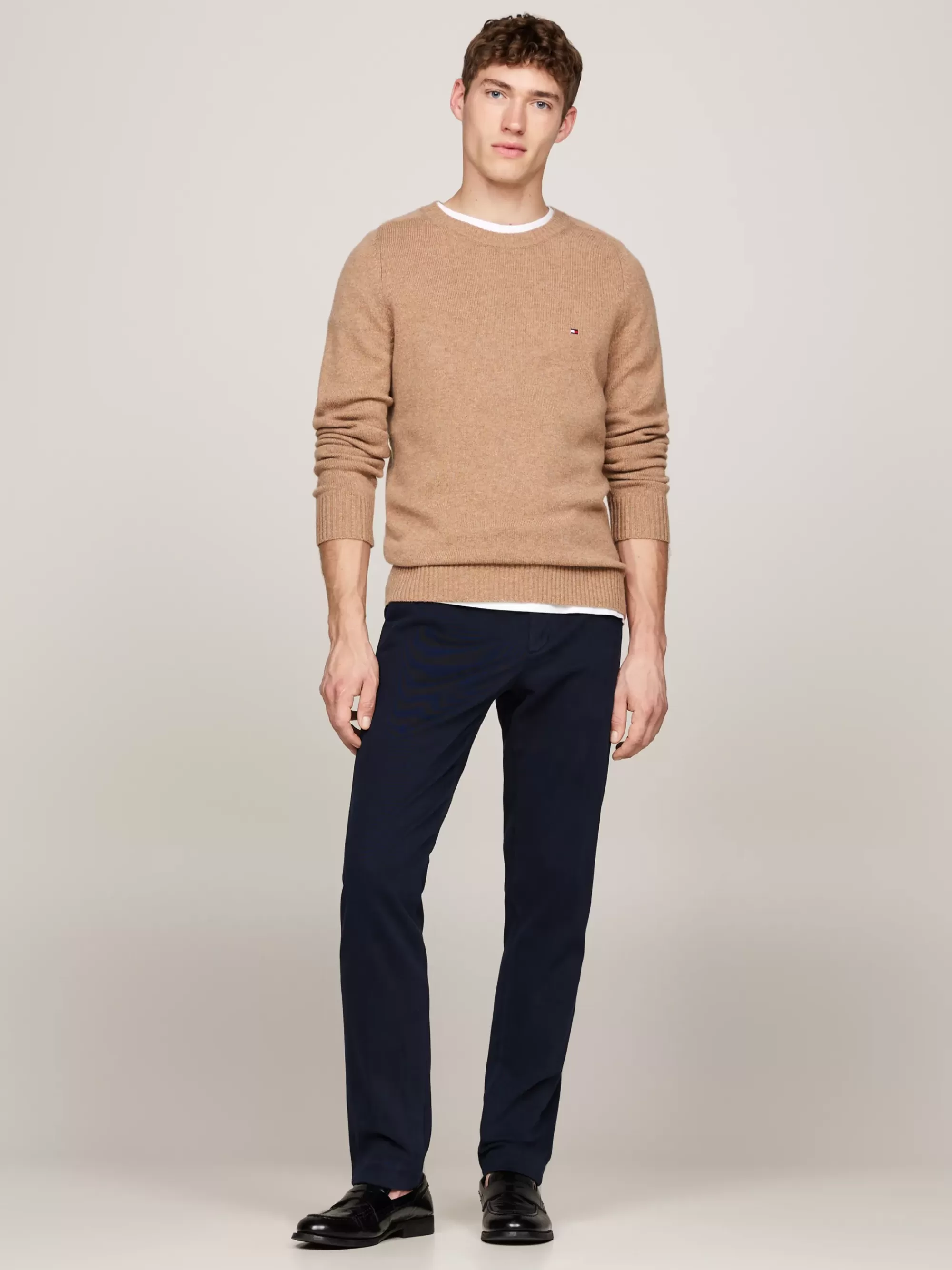 Truien Met Ronde Hals | Truien*Tommy Hilfiger Trui Van Zuivere Wol Met Ronde Hals SAFARI CANVAS HEATHER