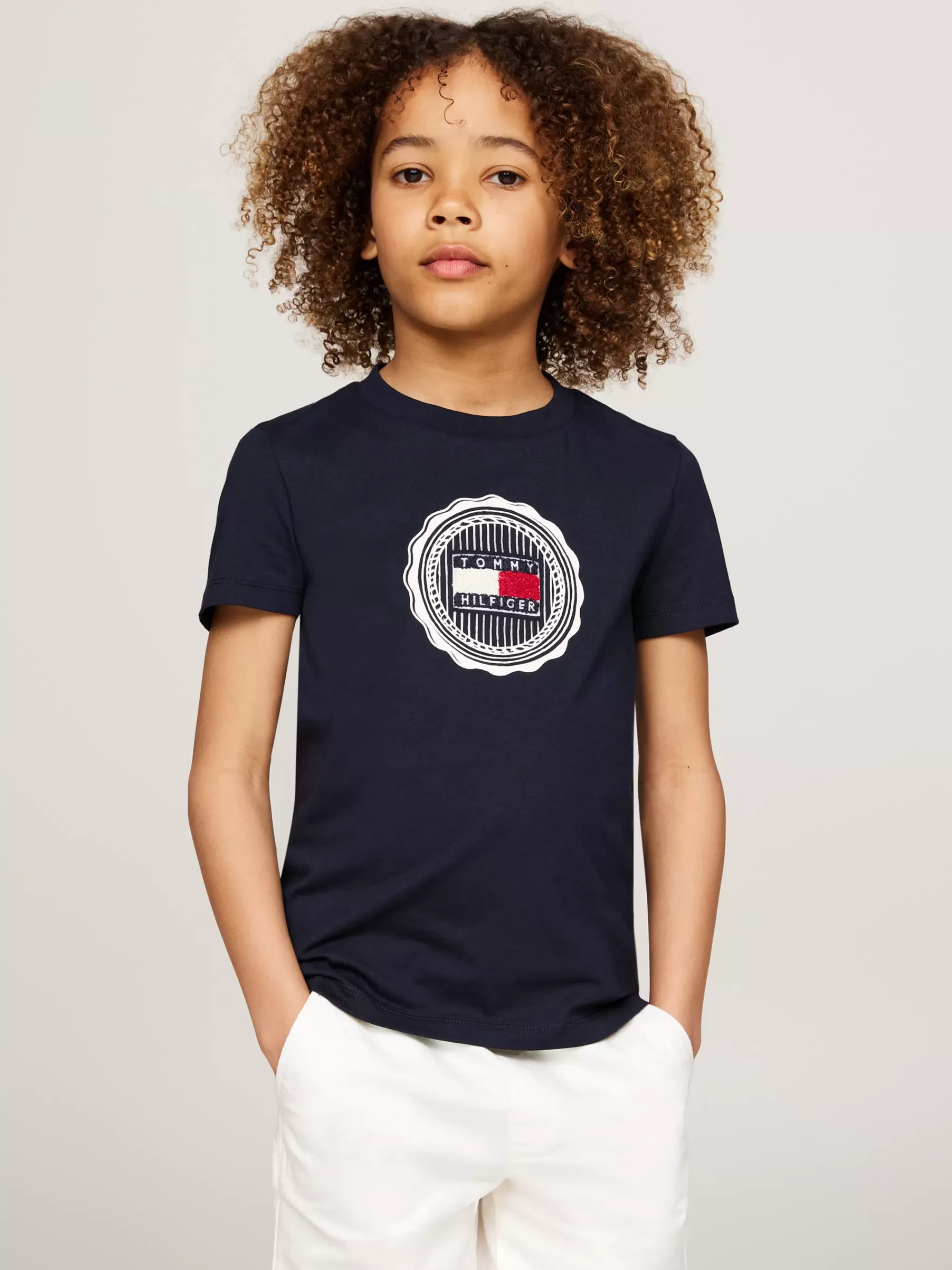 T-Shirts & Polo's*Tommy Hilfiger T-shirt Met Badstof Appliqué Met Stempellogo DESERT SKY