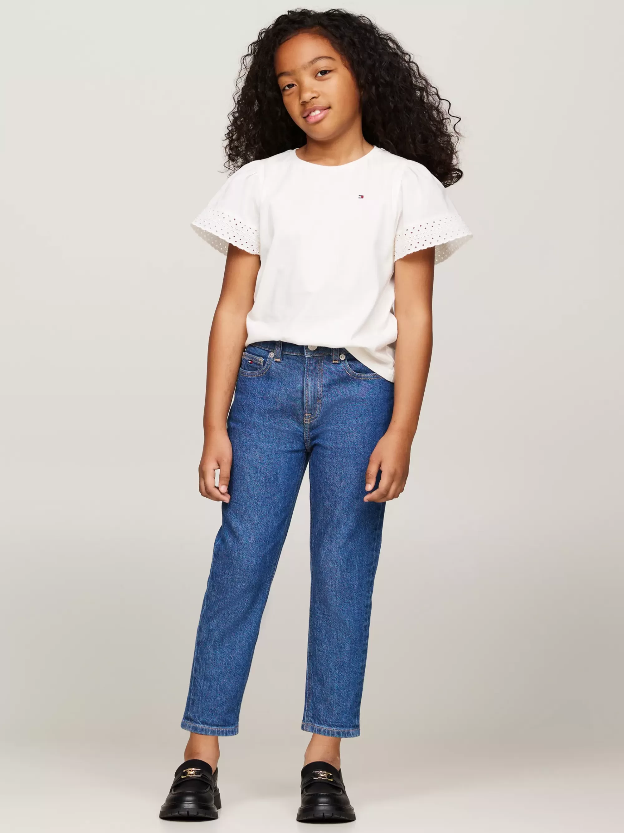 Tops & T-Shirts*Tommy Hilfiger T-shirt Met Broderie Anglaise Bij De Mouwen ANCIENT WHITE