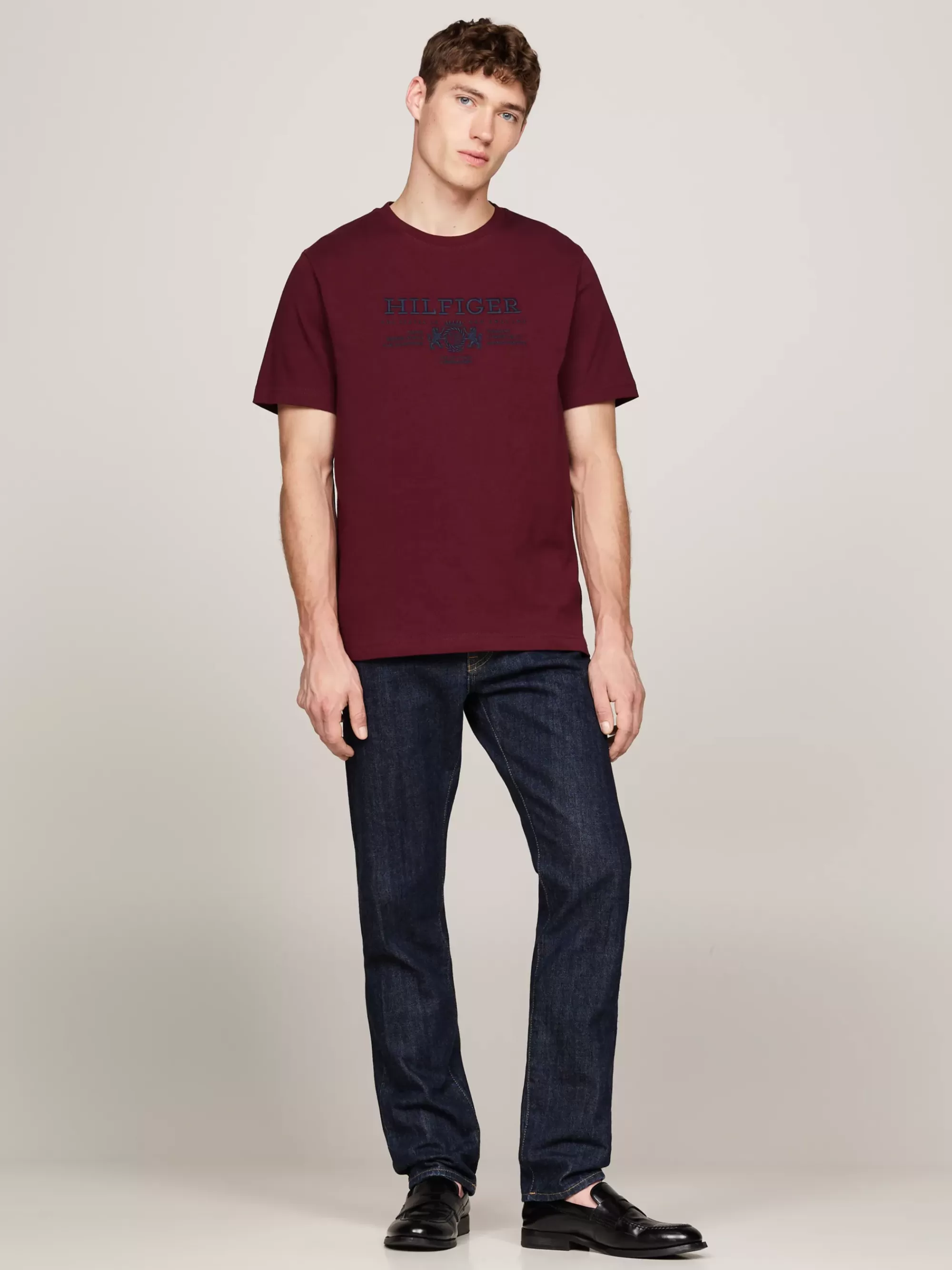 T-Shirts*Tommy Hilfiger T-shirt Met Geborduurd Embleemlogo DEEP ROUGE
