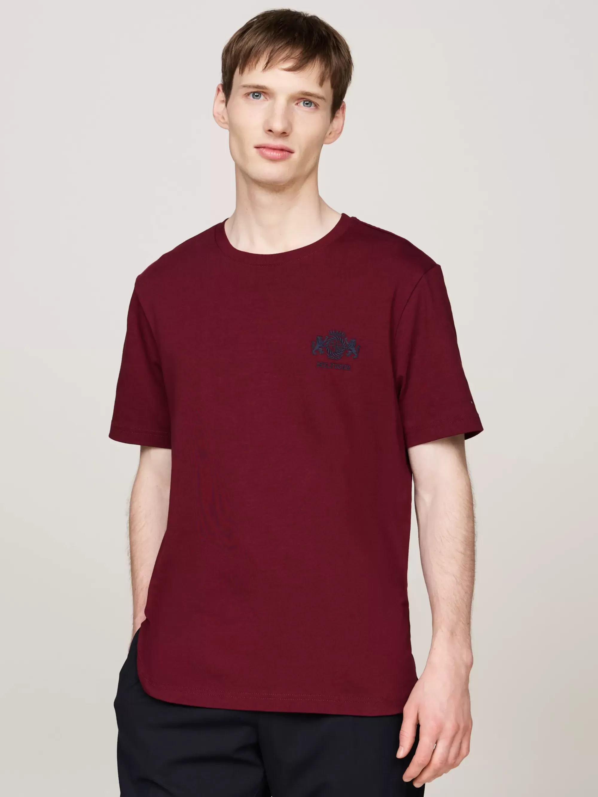 T-Shirts*Tommy Hilfiger T-shirt Met Geborduurd Logo DEEP ROUGE