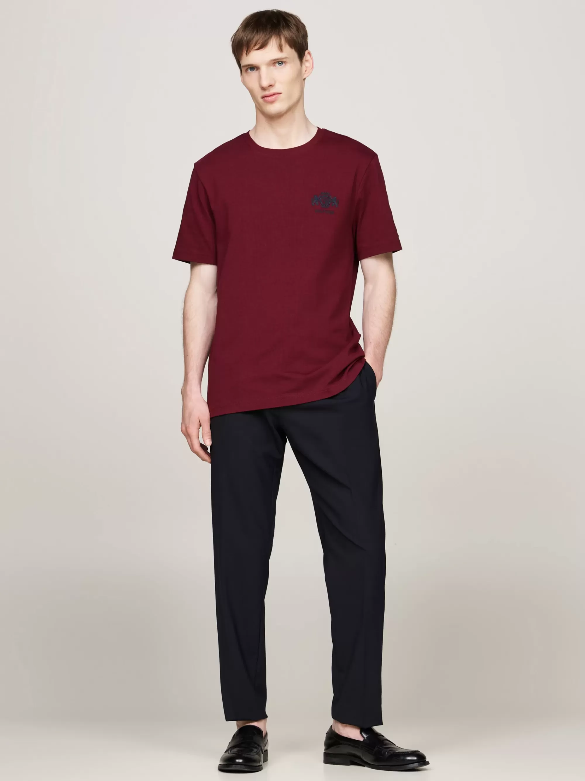 T-Shirts*Tommy Hilfiger T-shirt Met Geborduurd Logo DEEP ROUGE