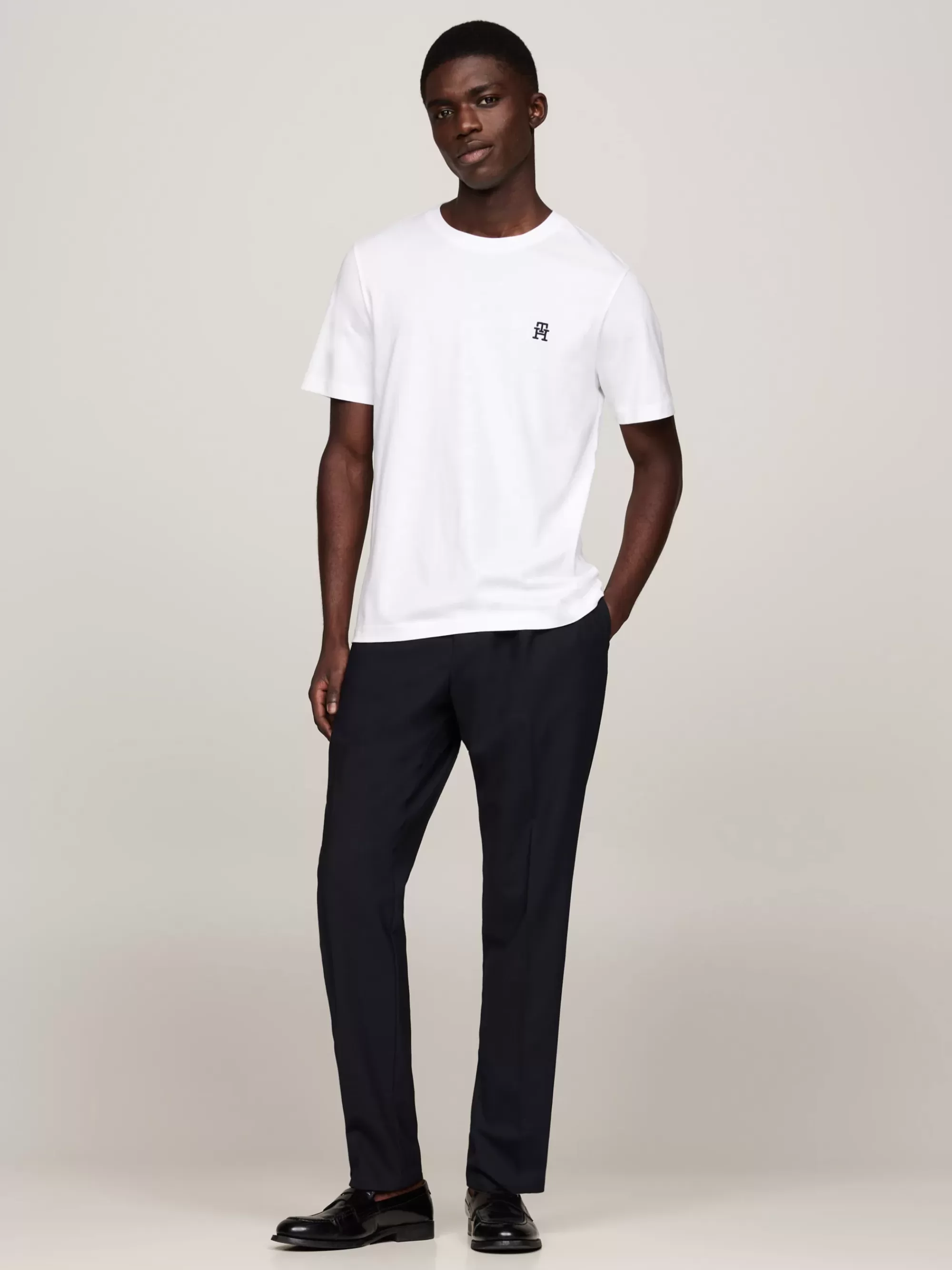 T-Shirts*Tommy Hilfiger T-shirt Met Geborduurd TH-monogram WHITE