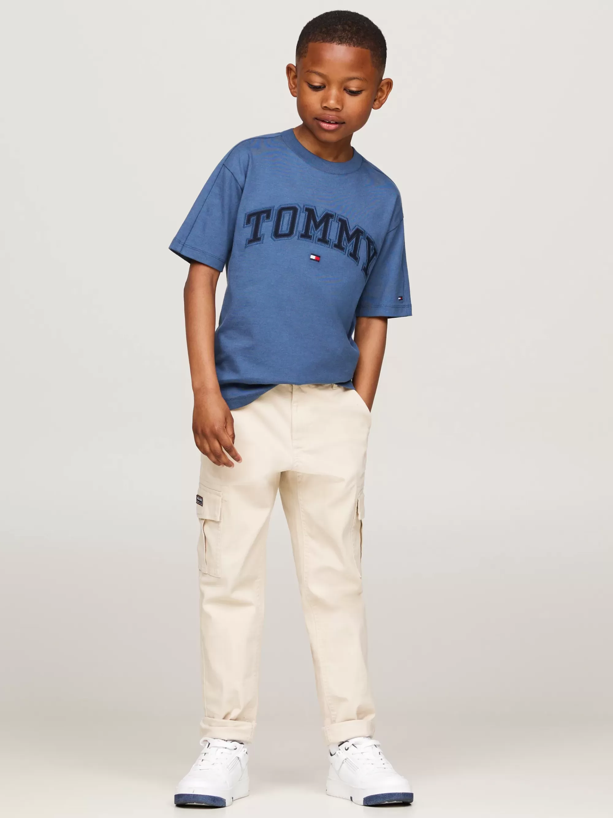 T-Shirts & Polo's*Tommy Hilfiger T-shirt Met Geborduurd Varsity Logo AEGEAN SEA