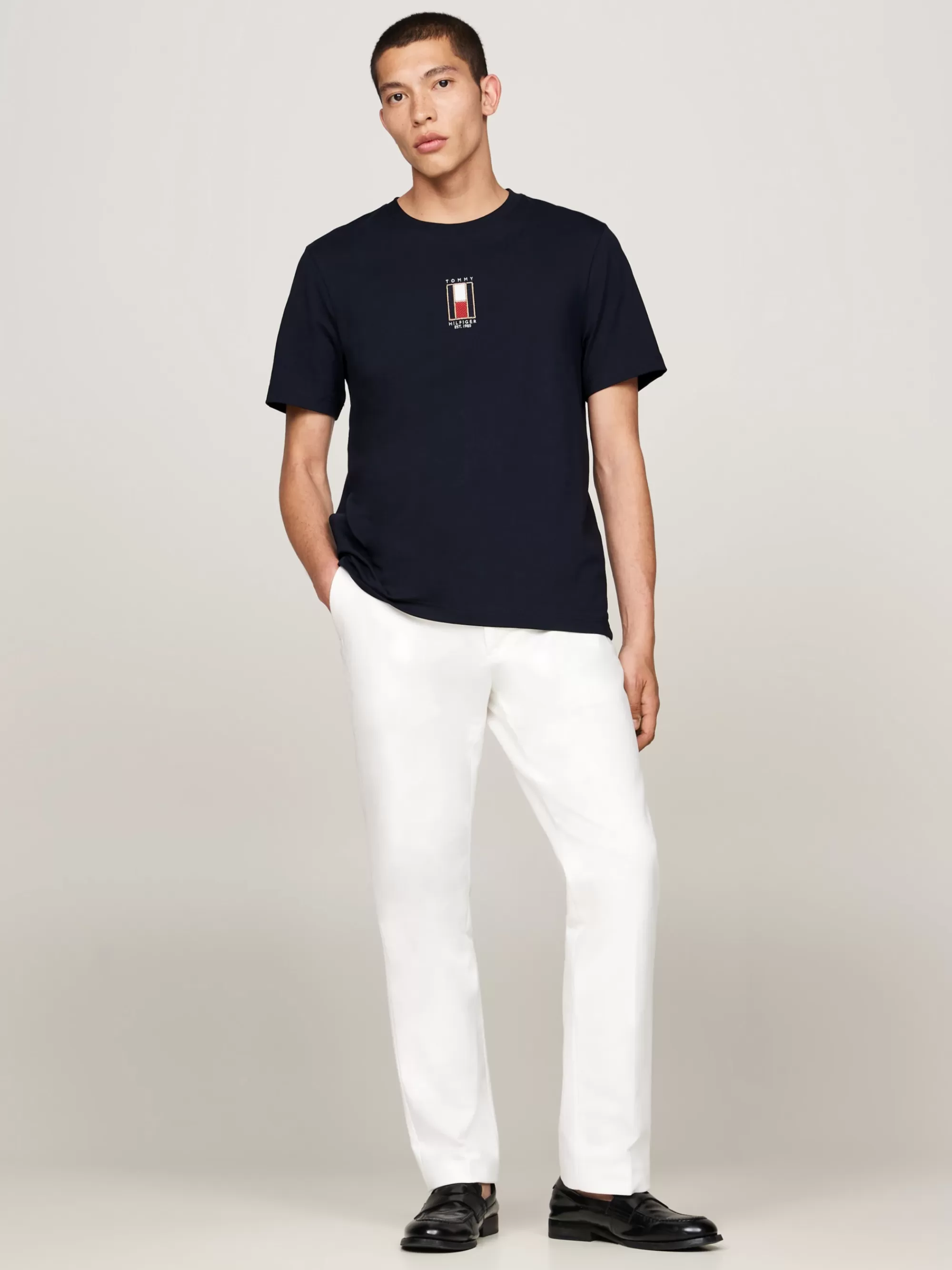T-Shirts*Tommy Hilfiger T-shirt Met Geborduurde Verticale Vlag DESERT SKY