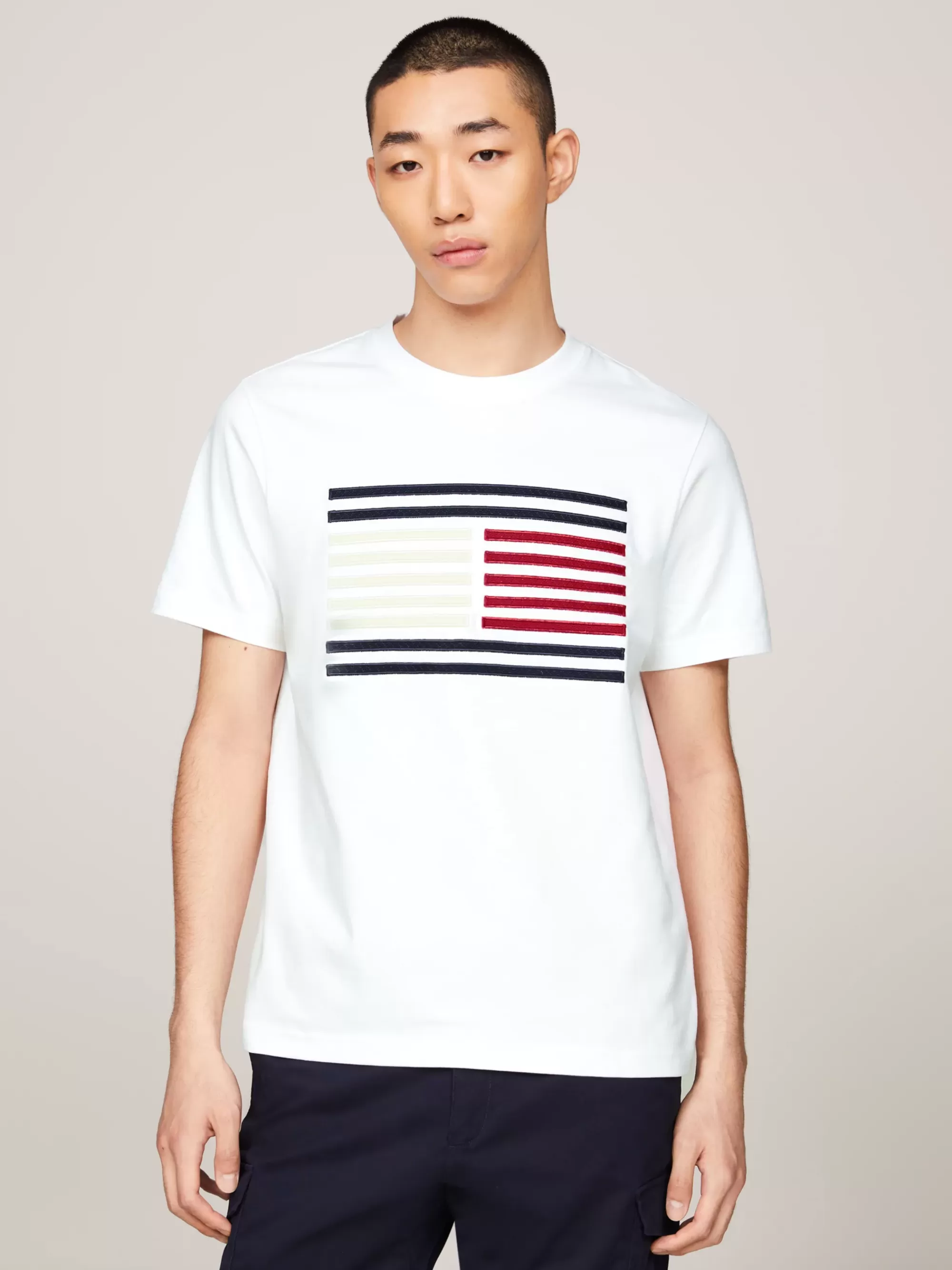T-Shirts*Tommy Hilfiger T-shirt Met Grosgrain Vlaglogo En Tape WHITE