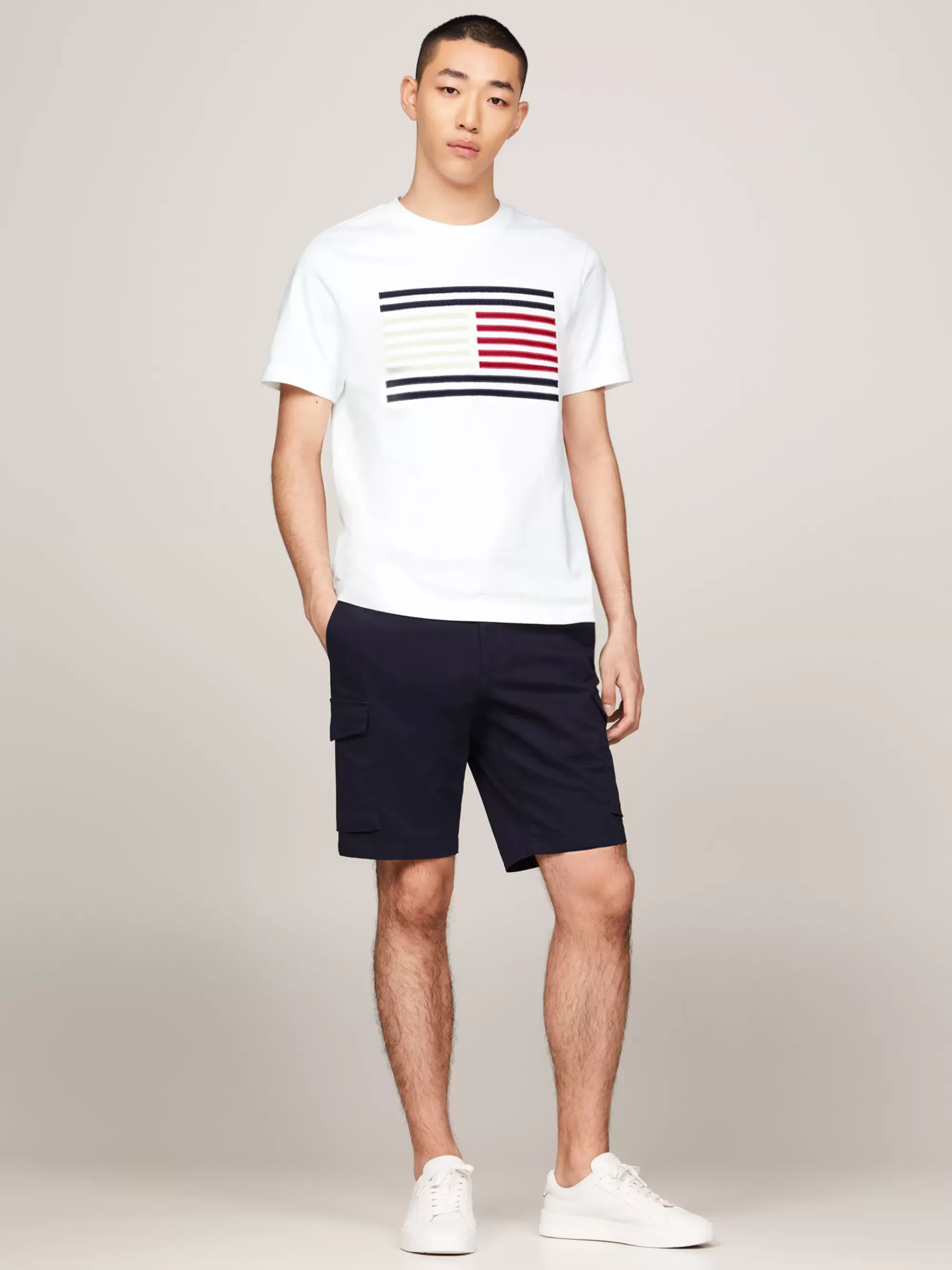 T-Shirts*Tommy Hilfiger T-shirt Met Grosgrain Vlaglogo En Tape WHITE