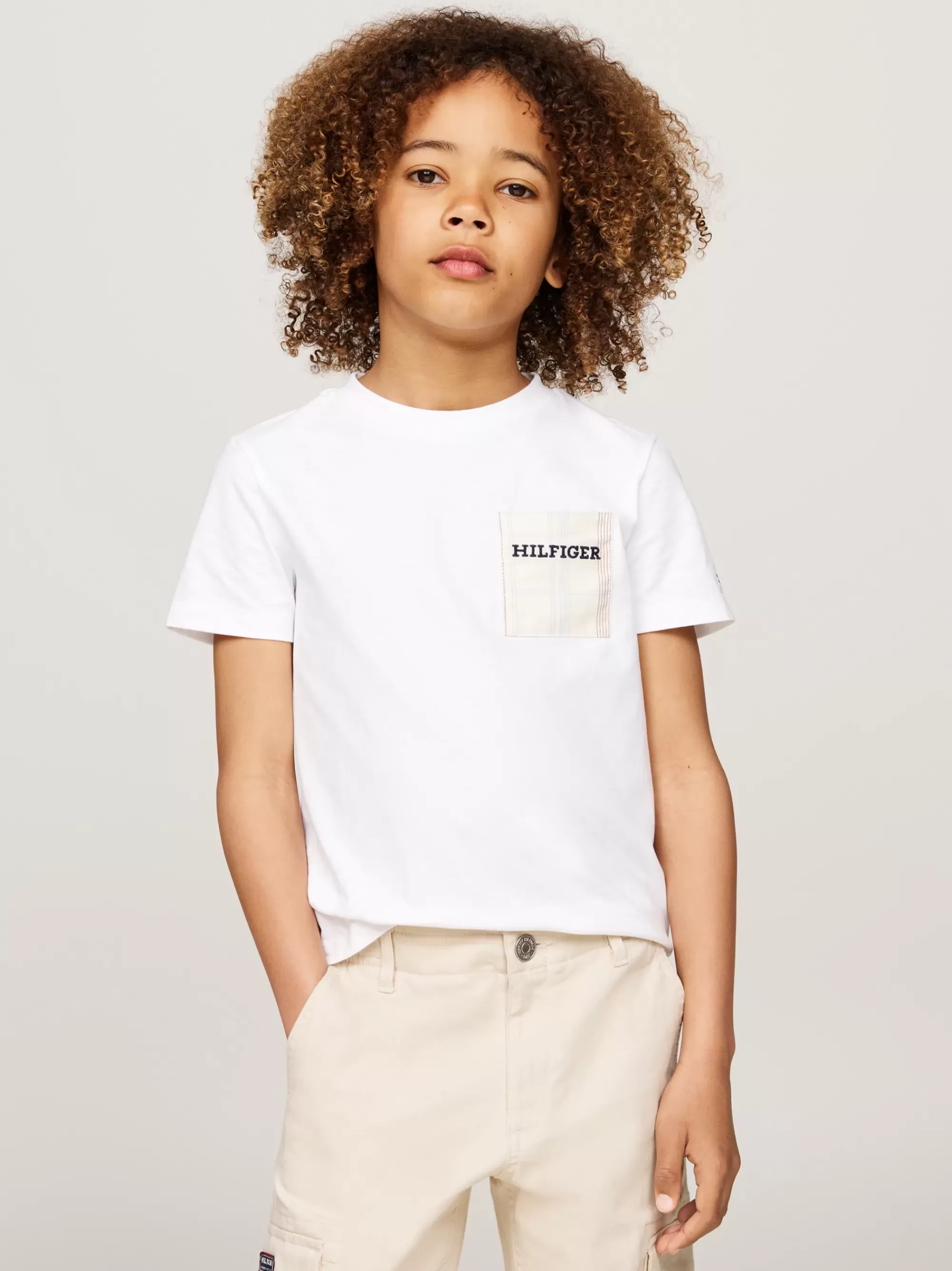 T-Shirts & Polo's*Tommy Hilfiger T-shirt Met Logo En Geruite Borstzak WHITE