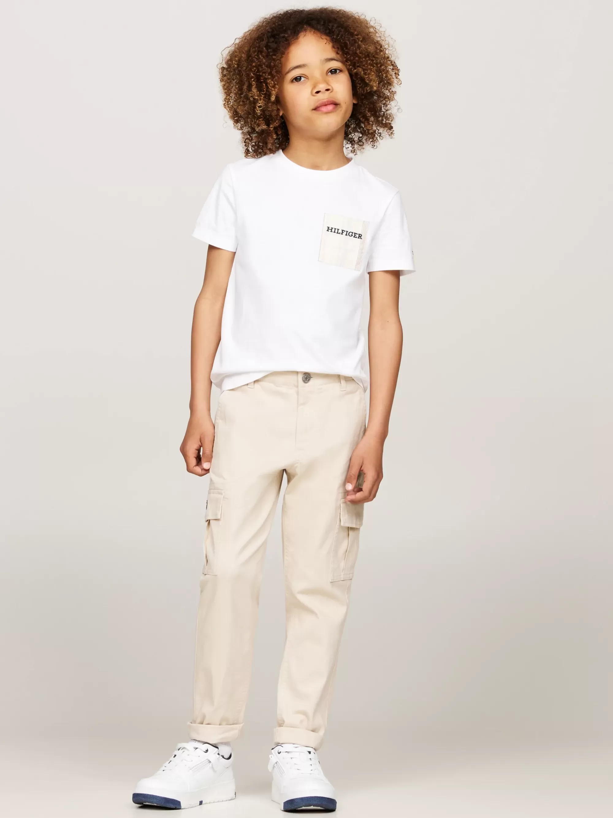 T-Shirts & Polo's*Tommy Hilfiger T-shirt Met Logo En Geruite Borstzak WHITE