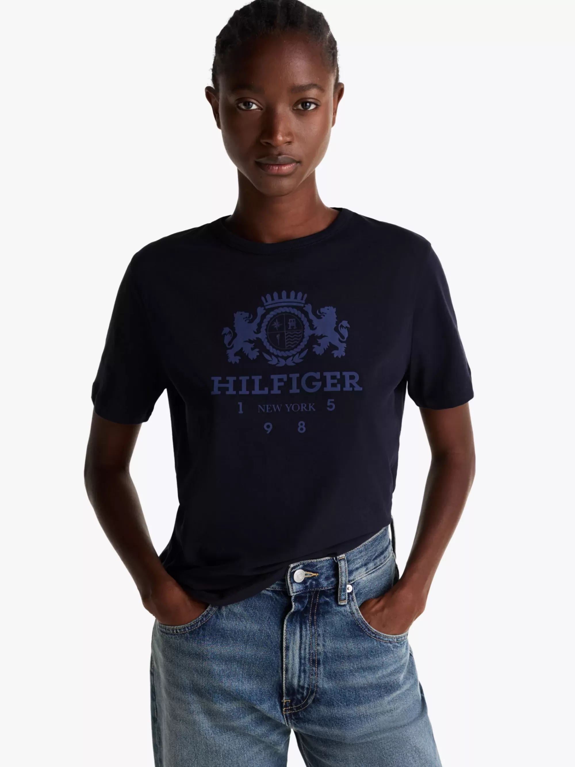 T-Shirts*Tommy Hilfiger T-shirt Met Ronde Hals En Contrasterende Bies DESERT SKY