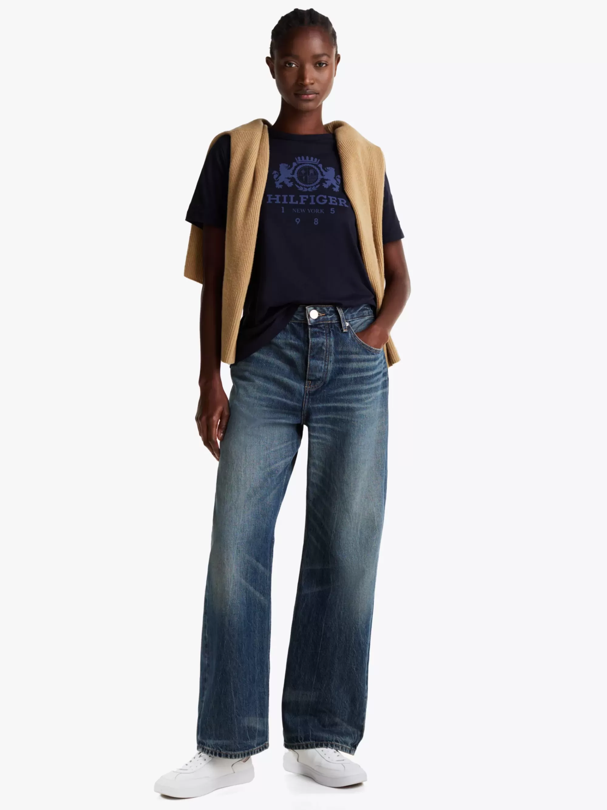 T-Shirts*Tommy Hilfiger T-shirt Met Ronde Hals En Contrasterende Bies DESERT SKY