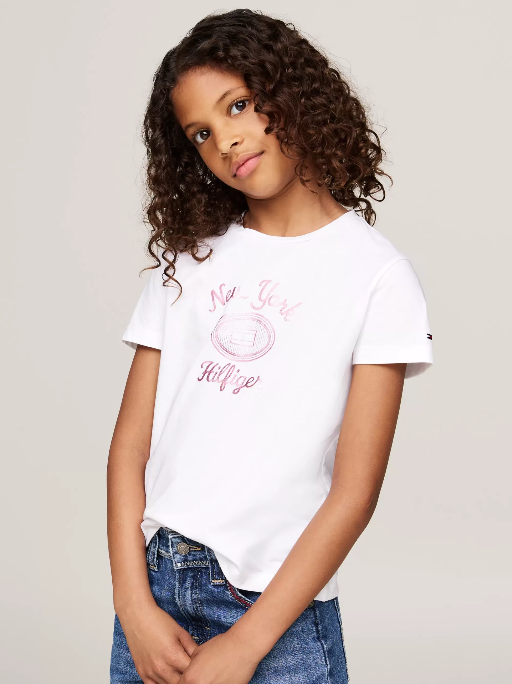 Tops & T-Shirts*Tommy Hilfiger T-shirt Met Ronde Hals En Folielogo WHITE