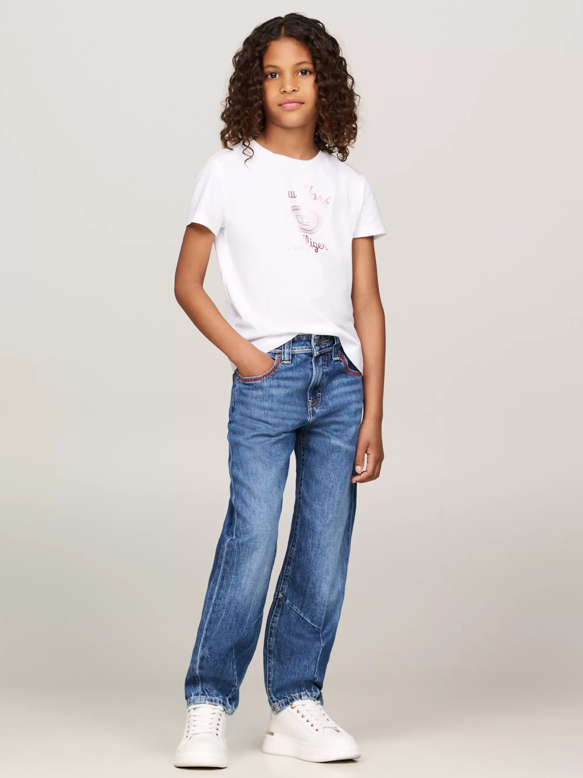 Tops & T-Shirts*Tommy Hilfiger T-shirt Met Ronde Hals En Folielogo WHITE