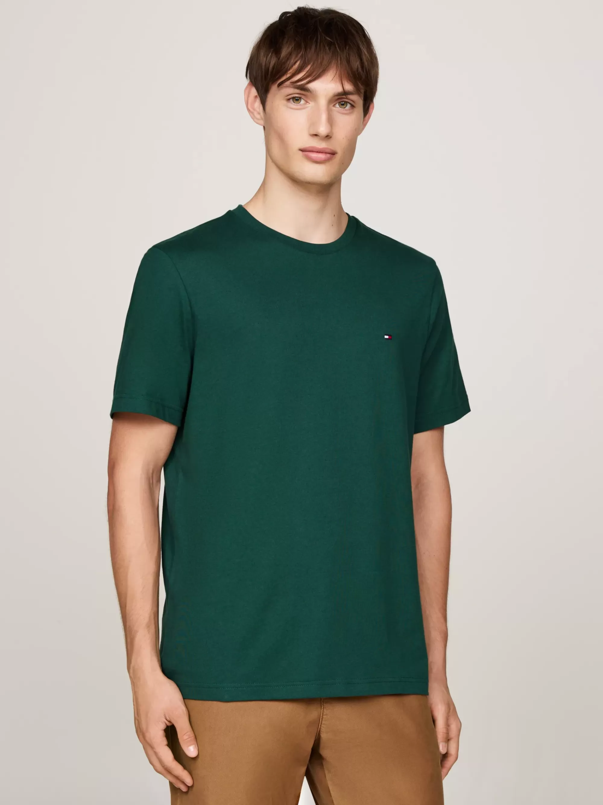 T-Shirts*Tommy Hilfiger T-shirt Met Ronde Hals En Geborduurde Vlag ORNAMENTAL GREEN