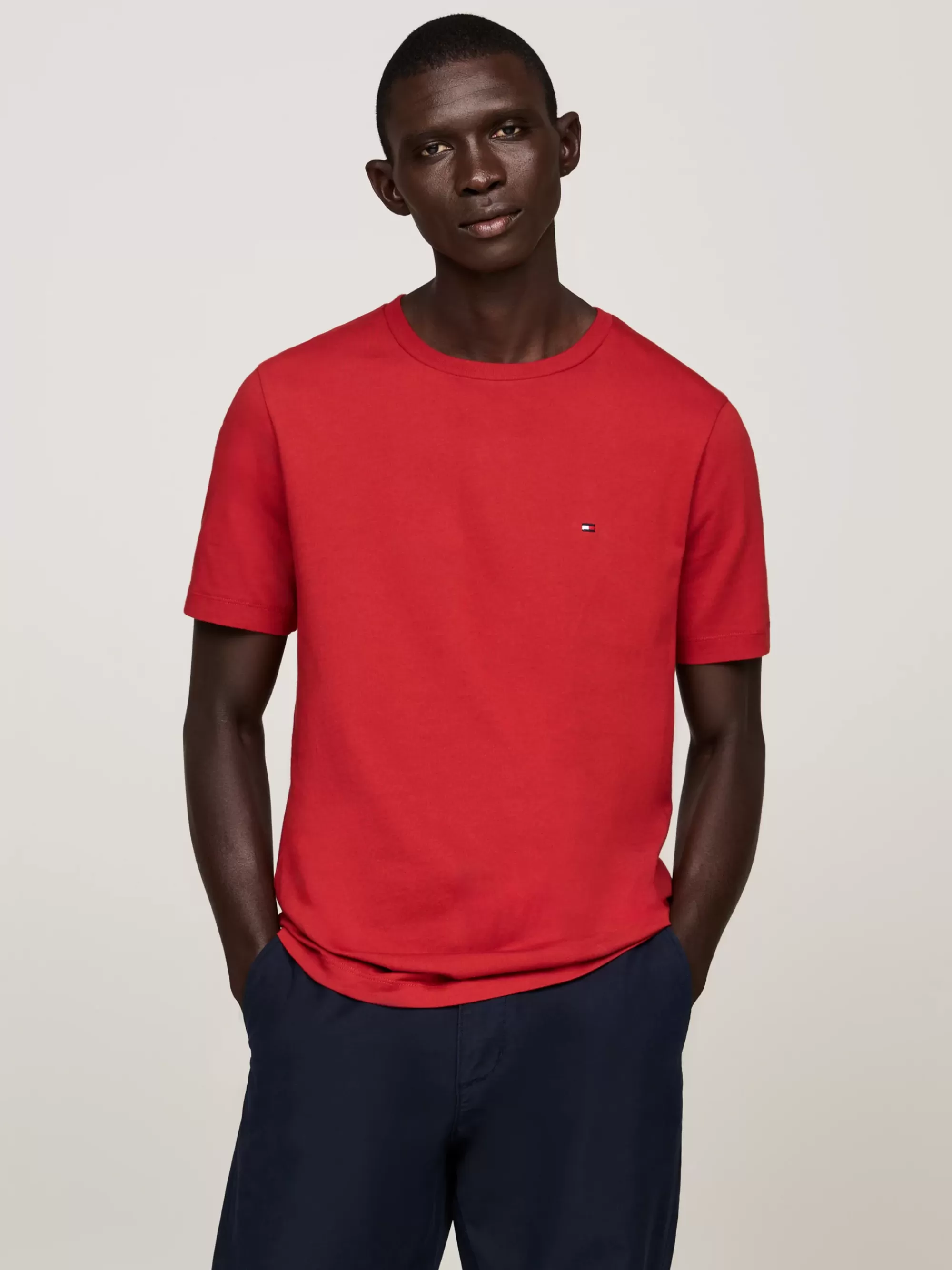 T-Shirts*Tommy Hilfiger T-shirt Met Ronde Hals En Geborduurde Vlag DARK MAGMA