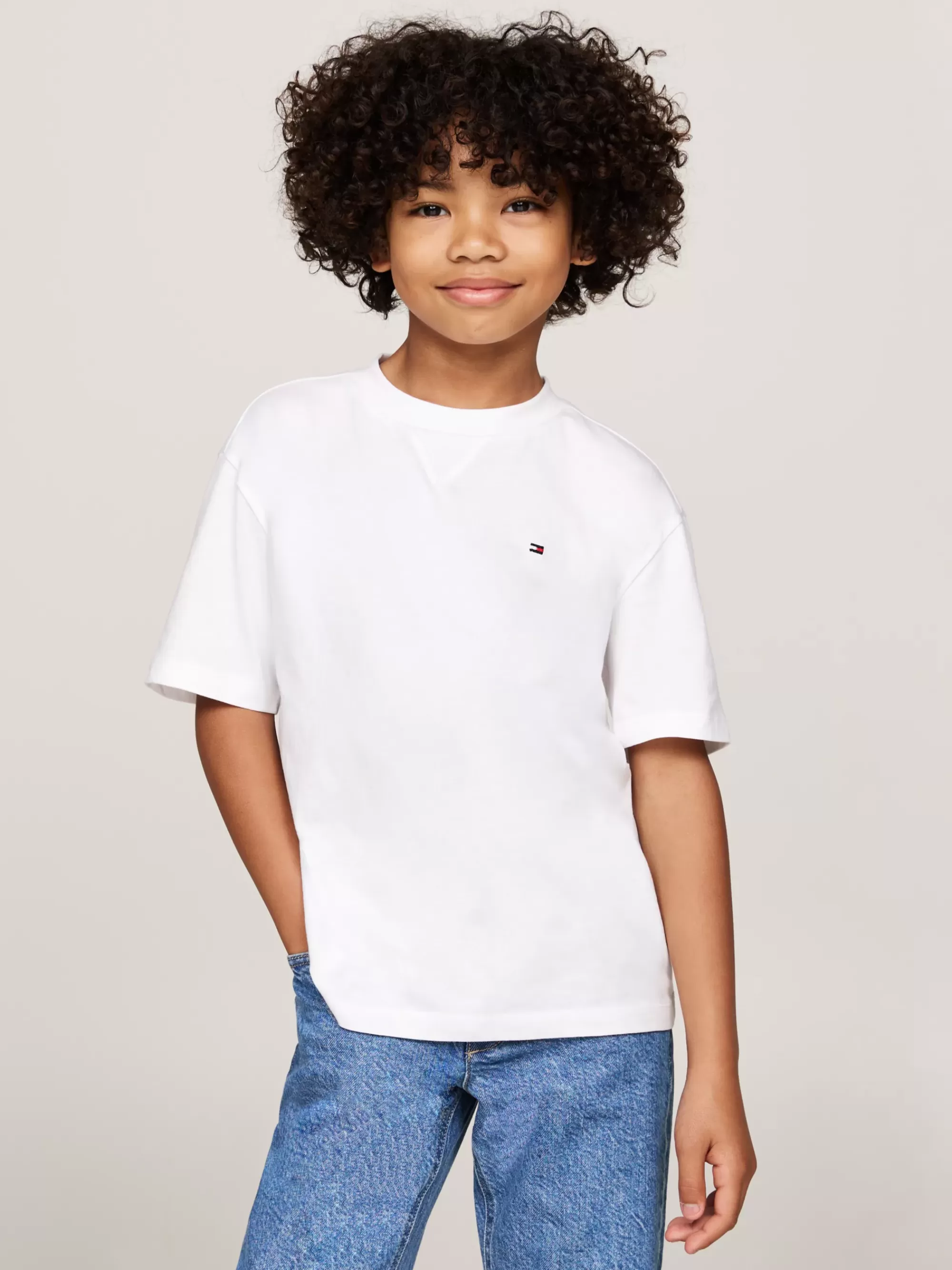 T-Shirts & Polo's*Tommy Hilfiger T-shirt Met Ronde Hals En Geborduurde Vlag WHITE