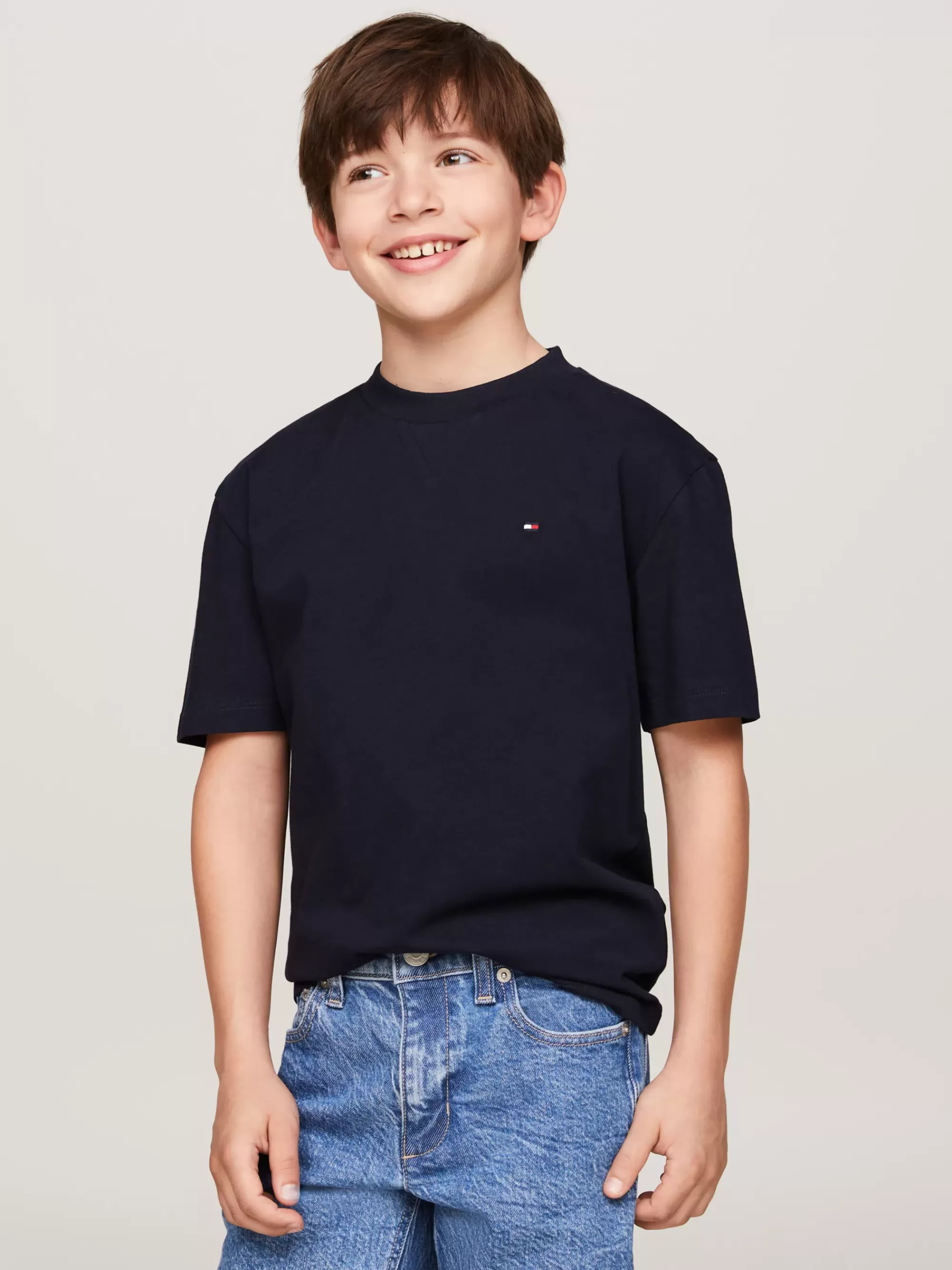 T-Shirts & Polo's*Tommy Hilfiger T-shirt Met Ronde Hals En Geborduurde Vlag DESERT SKY