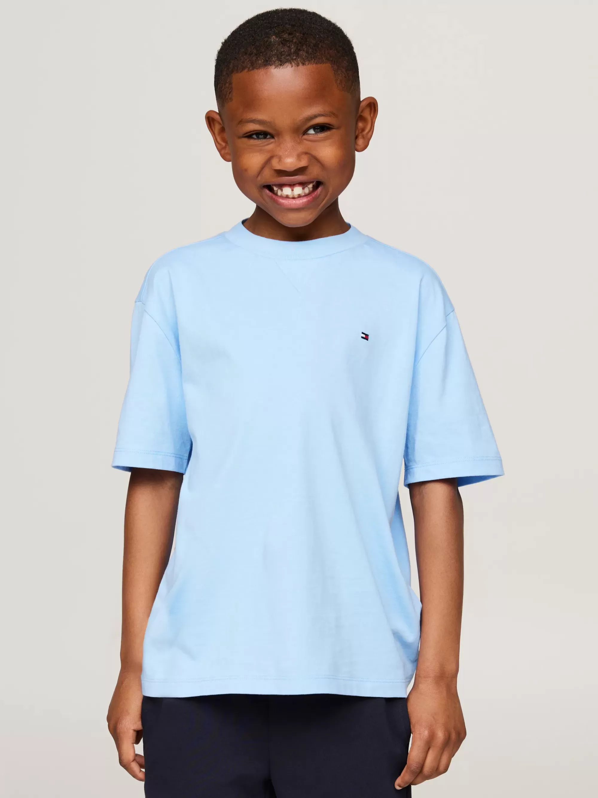 T-Shirts & Polo's*Tommy Hilfiger T-shirt Met Ronde Hals En Geborduurde Vlag VESSEL BLUE