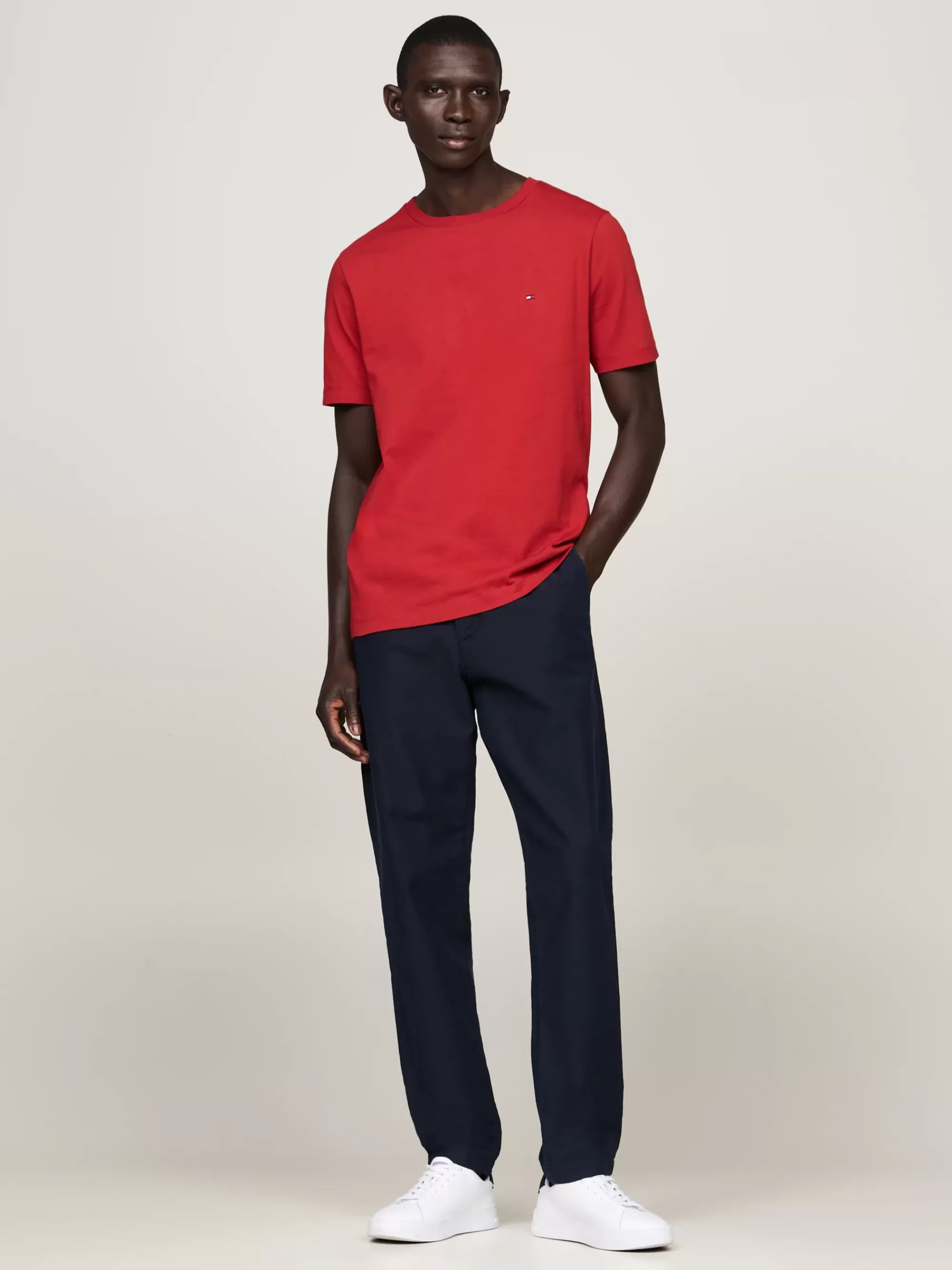 T-Shirts*Tommy Hilfiger T-shirt Met Ronde Hals En Geborduurde Vlag DARK MAGMA