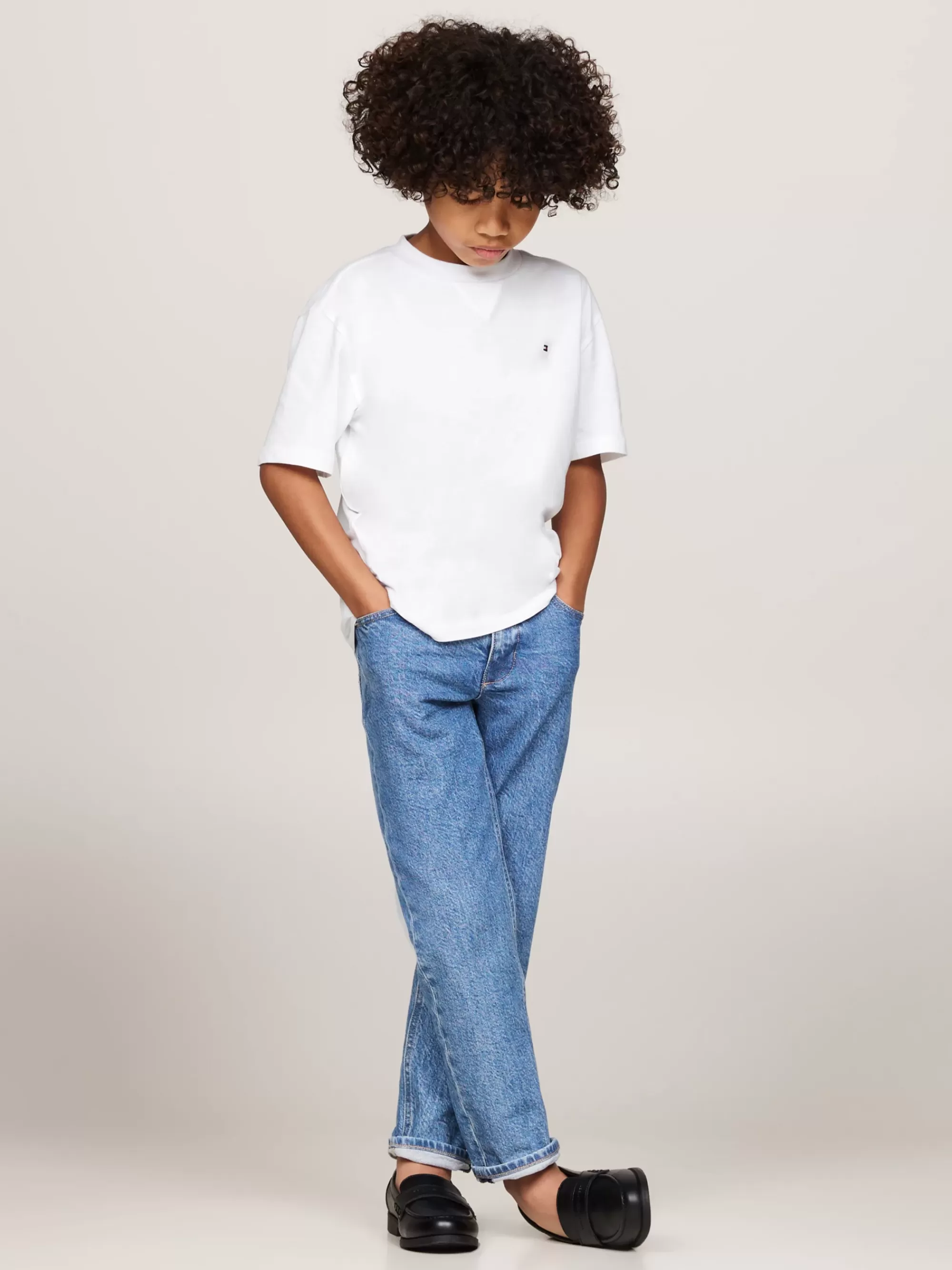 T-Shirts & Polo's*Tommy Hilfiger T-shirt Met Ronde Hals En Geborduurde Vlag WHITE