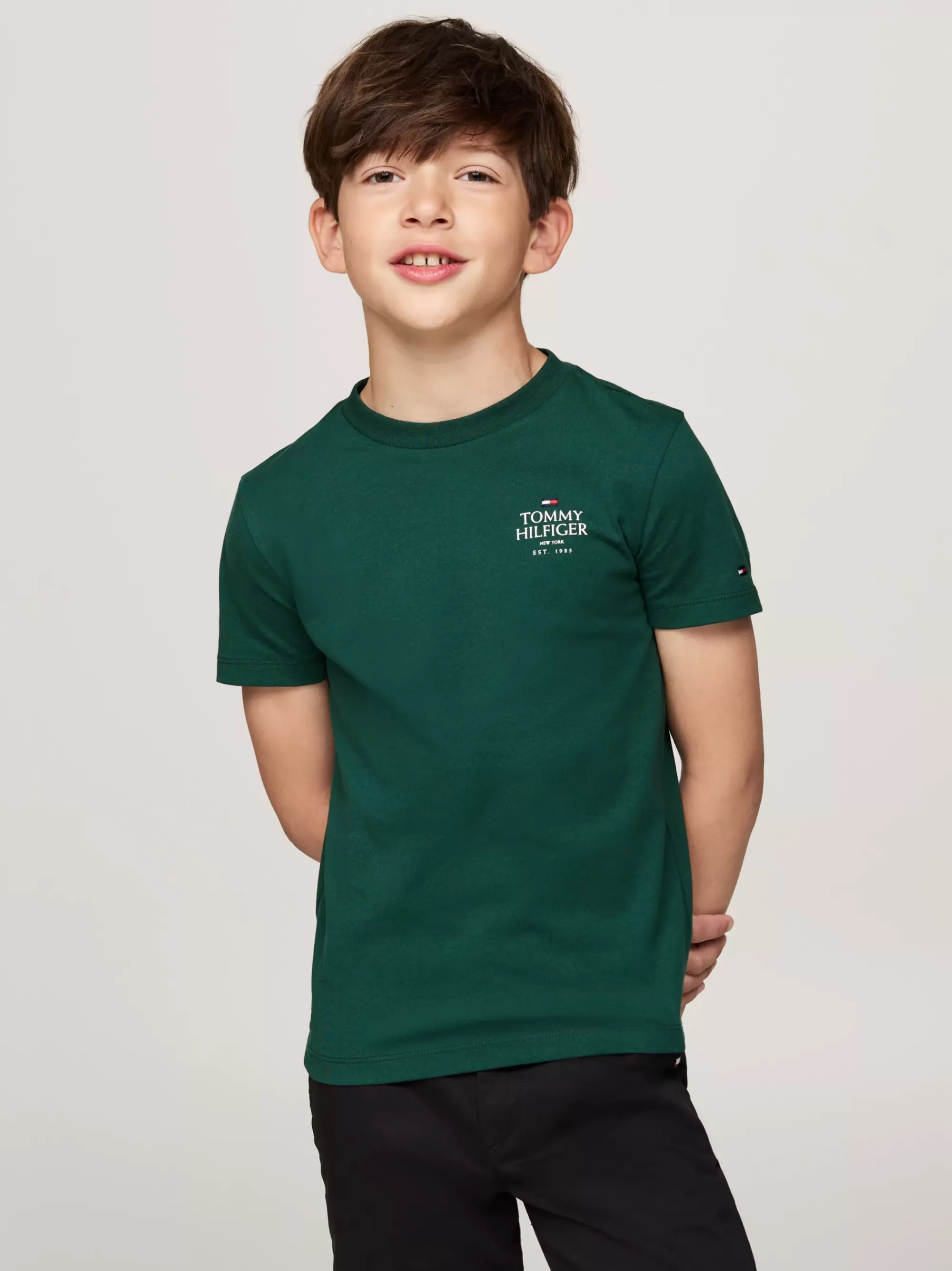 T-Shirts & Polo's*Tommy Hilfiger T-shirt Met Ronde Hals En Hilfiger-logo ORNAMENTAL GREEN