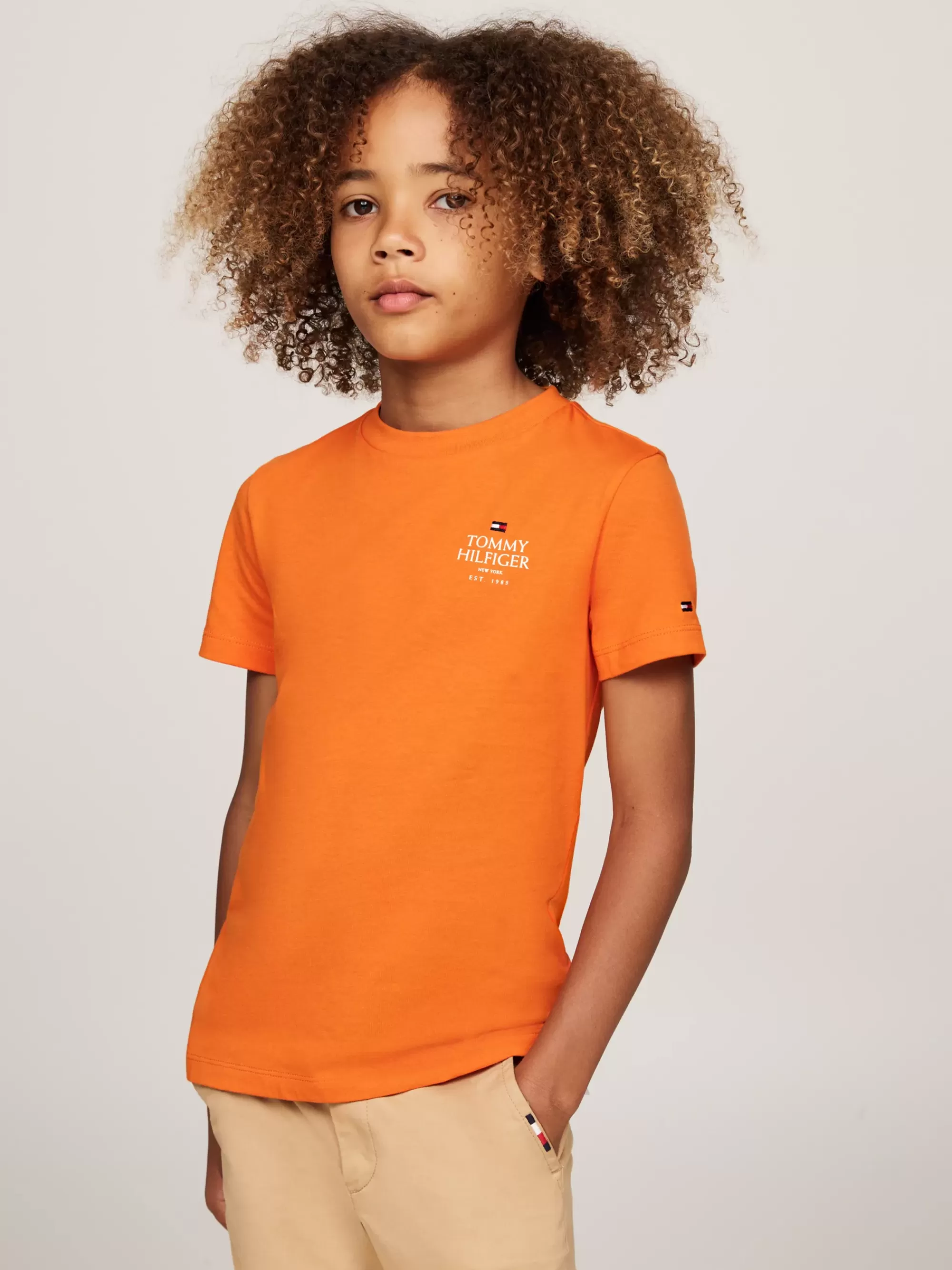 T-Shirts & Polo's*Tommy Hilfiger T-shirt Met Ronde Hals En Hilfiger-logo ORANGE THUNDER