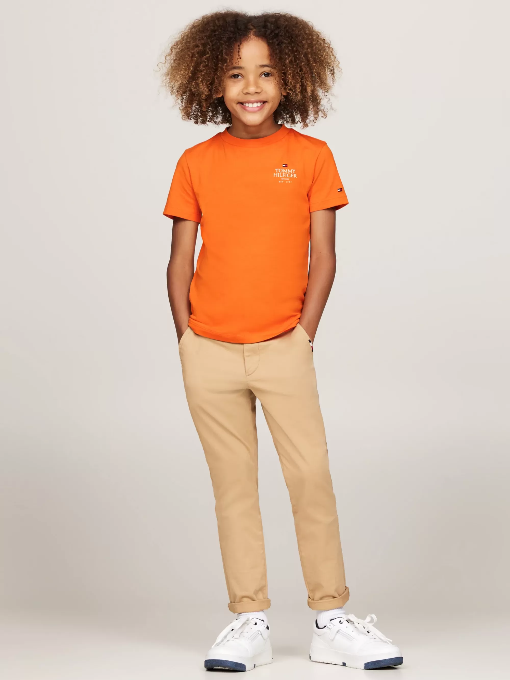 T-Shirts & Polo's*Tommy Hilfiger T-shirt Met Ronde Hals En Hilfiger-logo ORANGE THUNDER