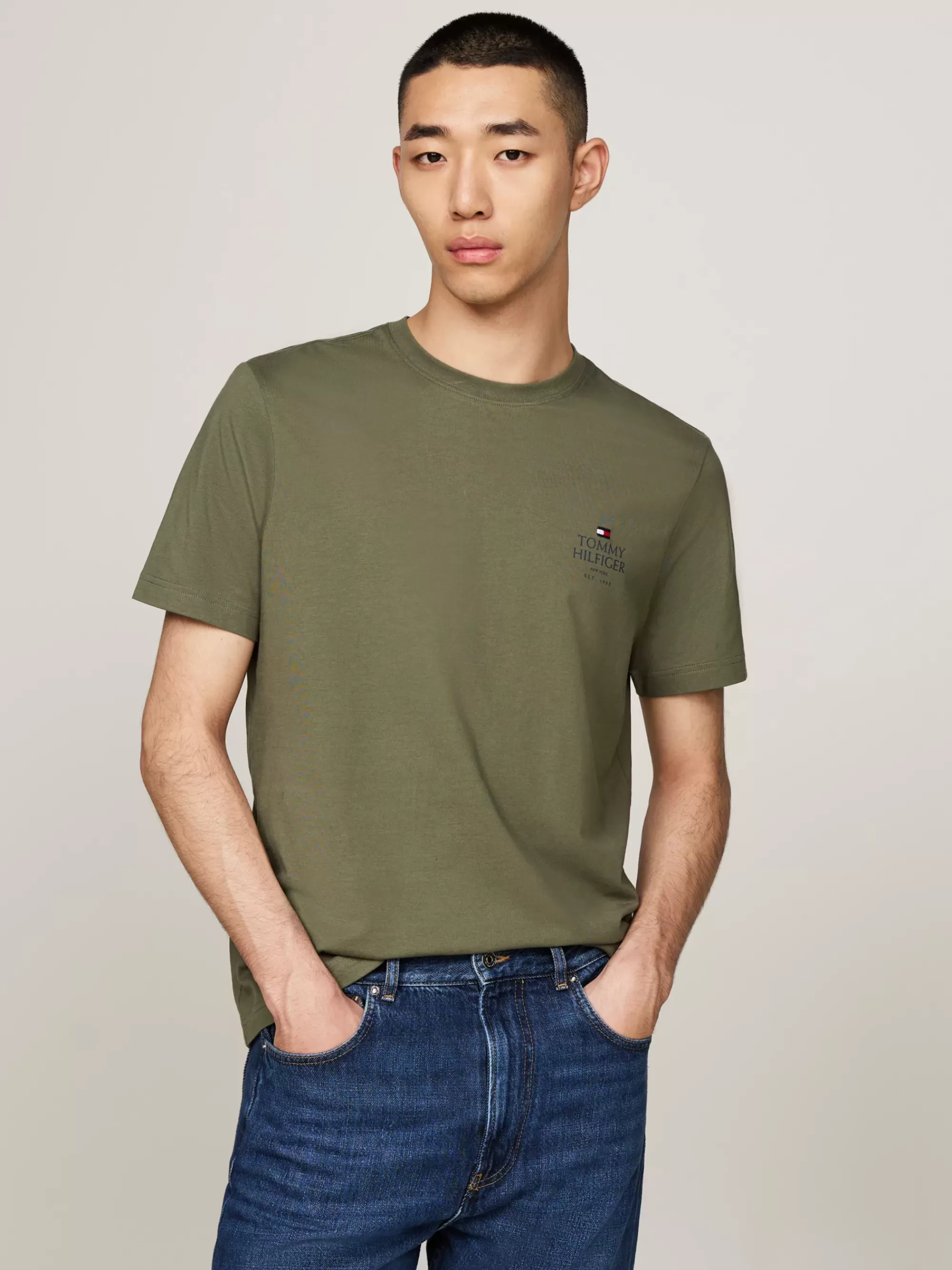 T-Shirts*Tommy Hilfiger T-shirt Met Ronde Hals En Logo BATTLE GREEN