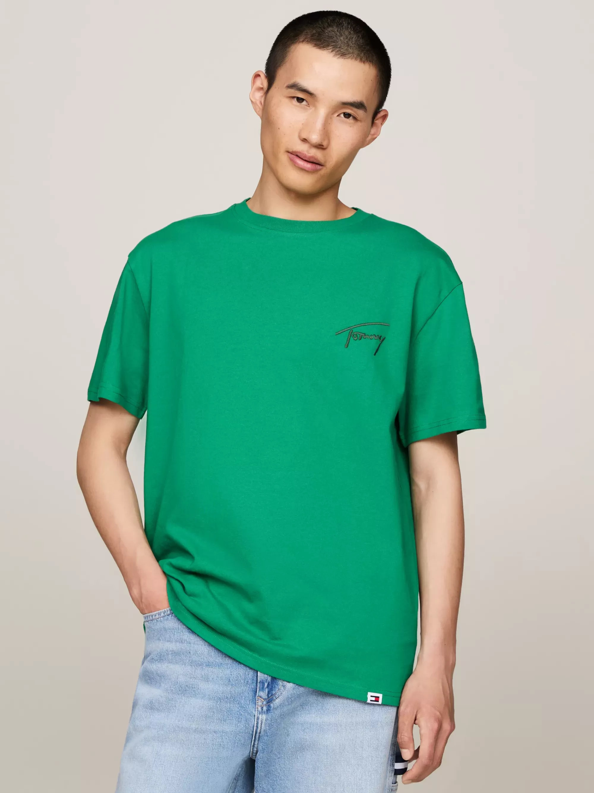 Plus Size Kleding & Inclusieve Maten | T-Shirts*Tommy Hilfiger T-shirt Met Ronde Hals En Logo GREEN MALACHITE