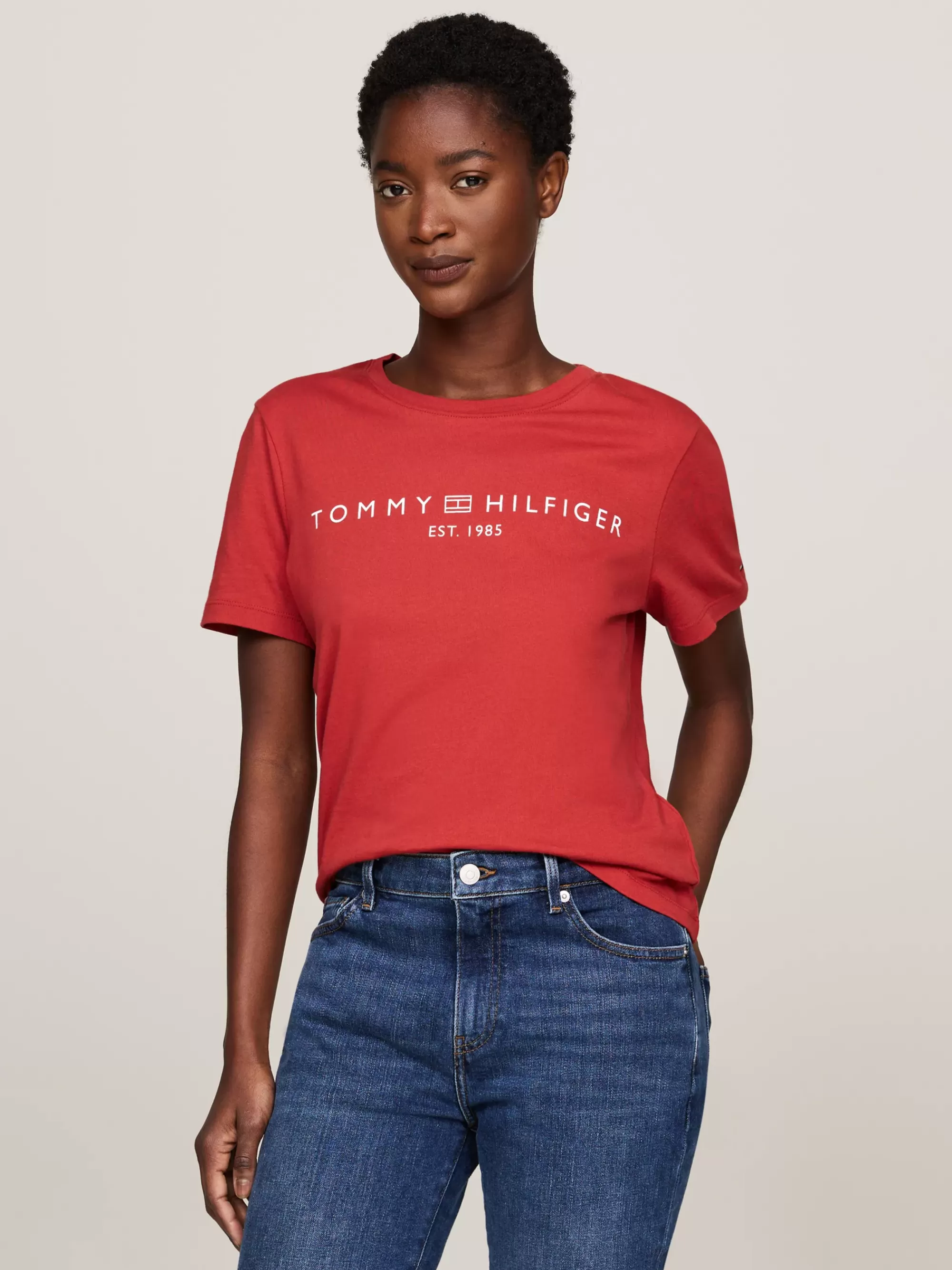 T-Shirts*Tommy Hilfiger T-shirt Met Ronde Hals En Logo DARK MAGMA