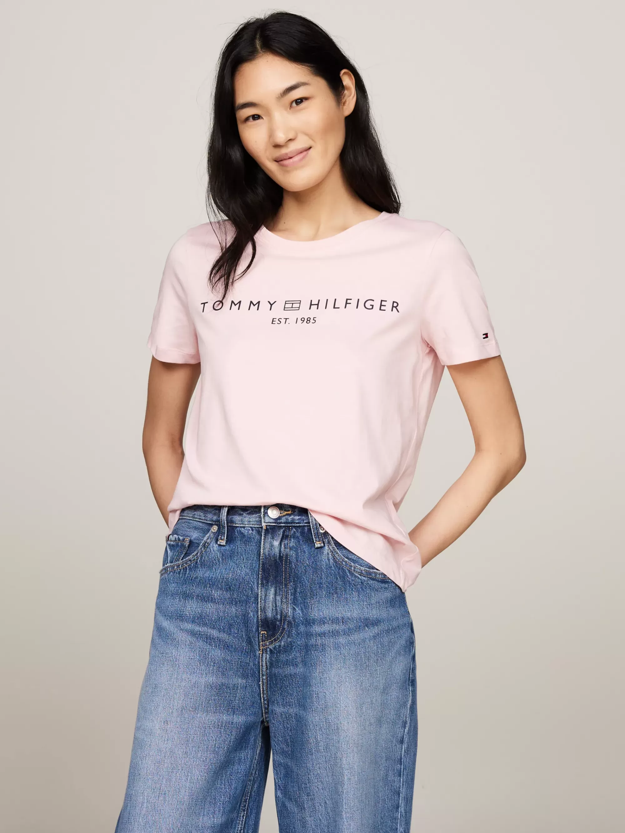 T-Shirts*Tommy Hilfiger T-shirt Met Ronde Hals En Logo DELICATE PINK