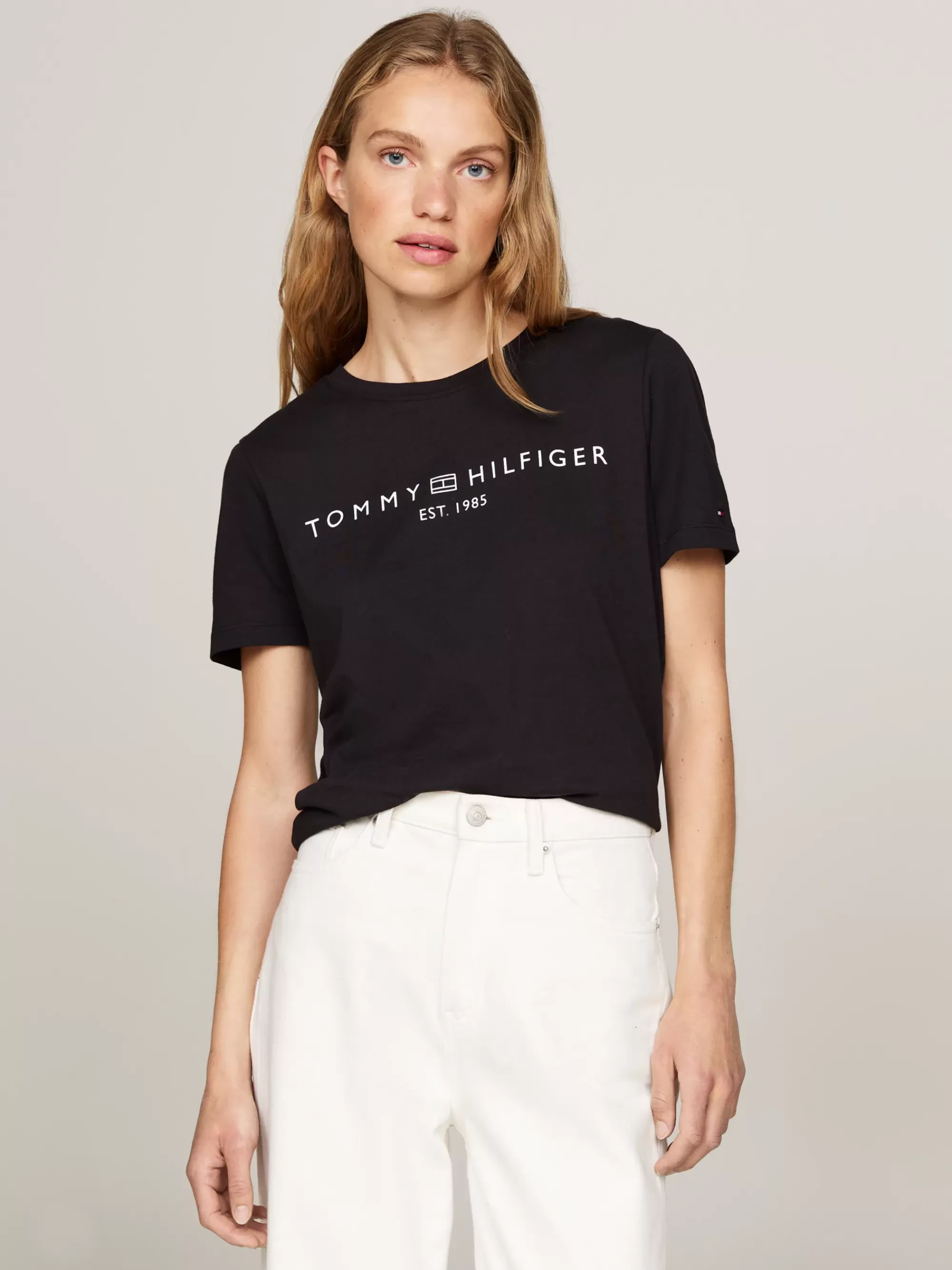 T-Shirts*Tommy Hilfiger T-shirt Met Ronde Hals En Logo BLACK