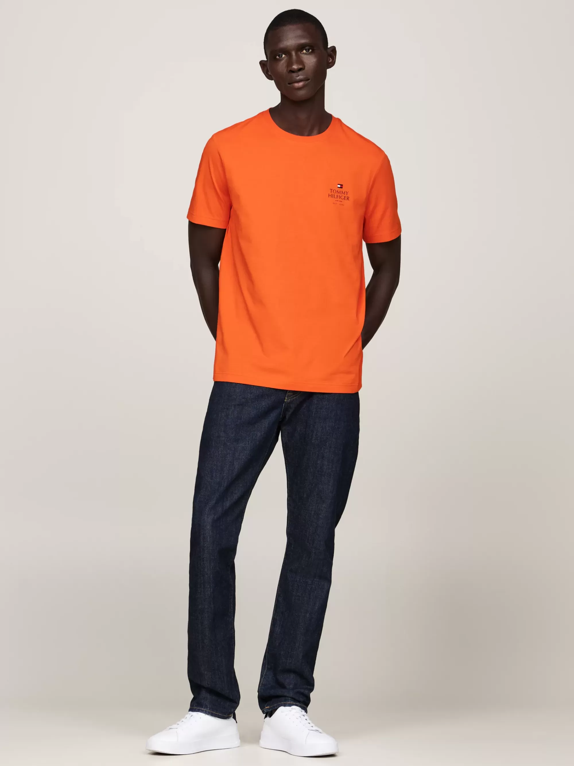 T-Shirts*Tommy Hilfiger T-shirt Met Ronde Hals En Logo BONFIRE ORANGE