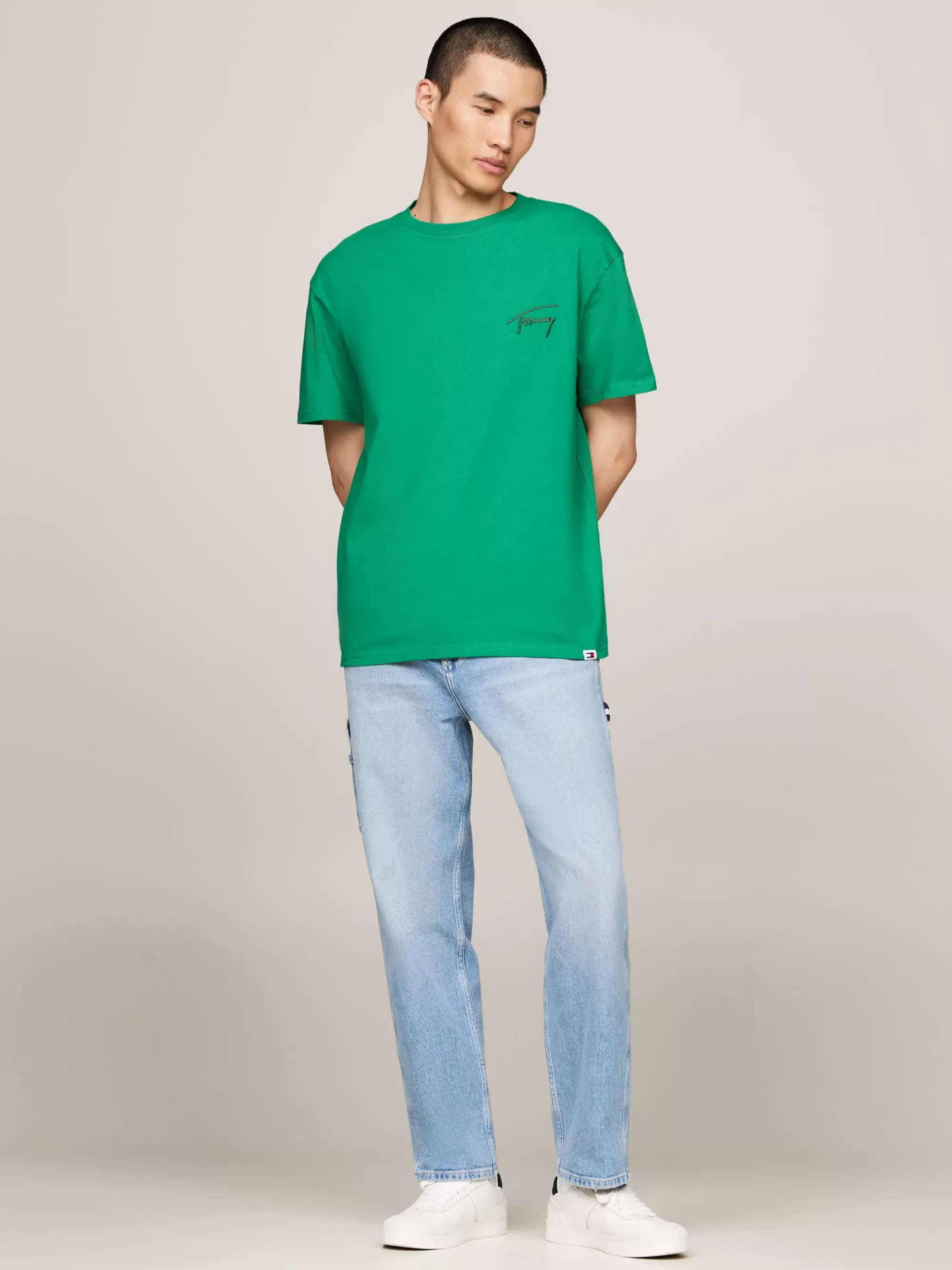 Plus Size Kleding & Inclusieve Maten | T-Shirts*Tommy Hilfiger T-shirt Met Ronde Hals En Logo GREEN MALACHITE