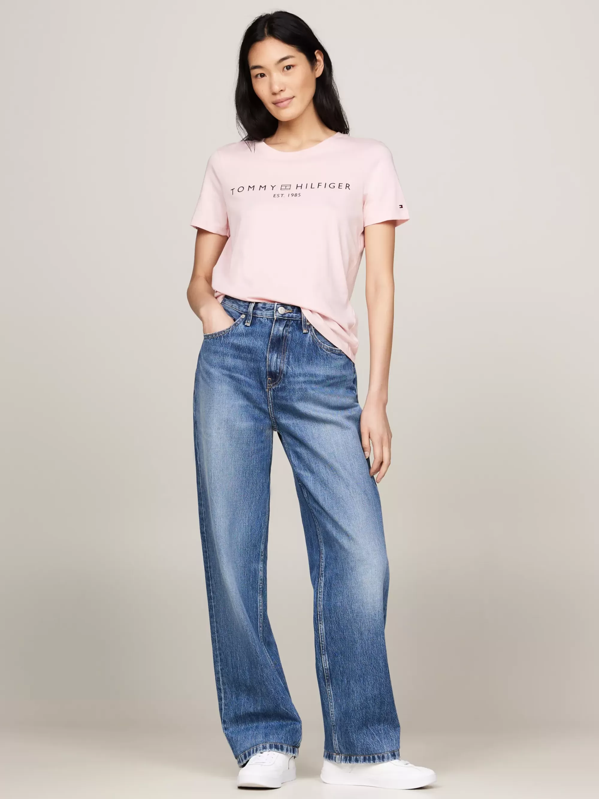 T-Shirts*Tommy Hilfiger T-shirt Met Ronde Hals En Logo DELICATE PINK